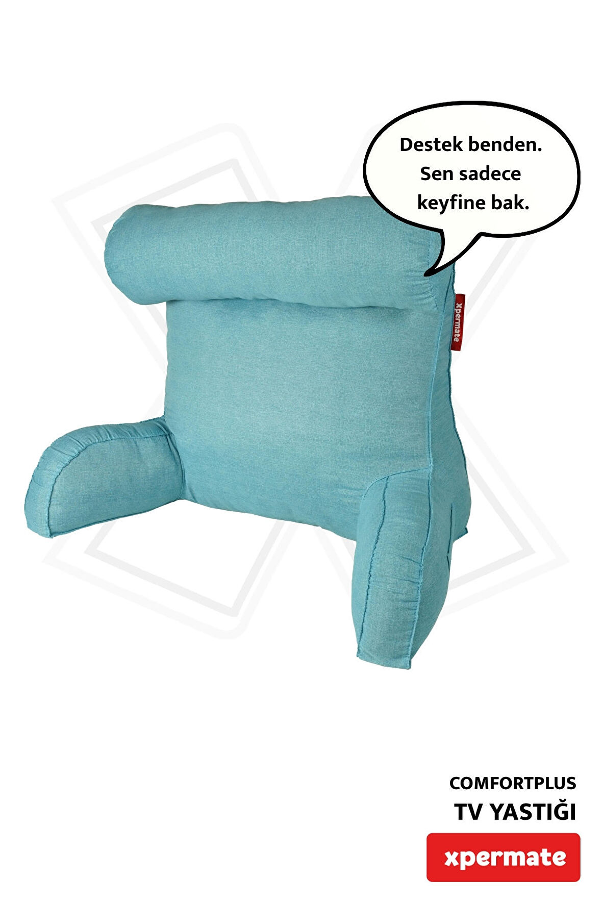 XPERMATE ComfortPlus Tv Yastığı, Kollu Yastık, Ayarlanabilir Sırt Destek Yastığı, Boyun Desteği, Tv Yastık ve Üçgen Yastık, Fermuarlı Sırt Yastığı, Bel Yastığı Mavi