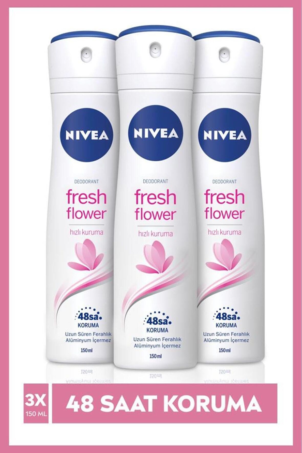 Nivea Kadın Sprey Deodorant Fresh Flower, 48 Saat Deodorant Koruması, 150mlx3 Adet