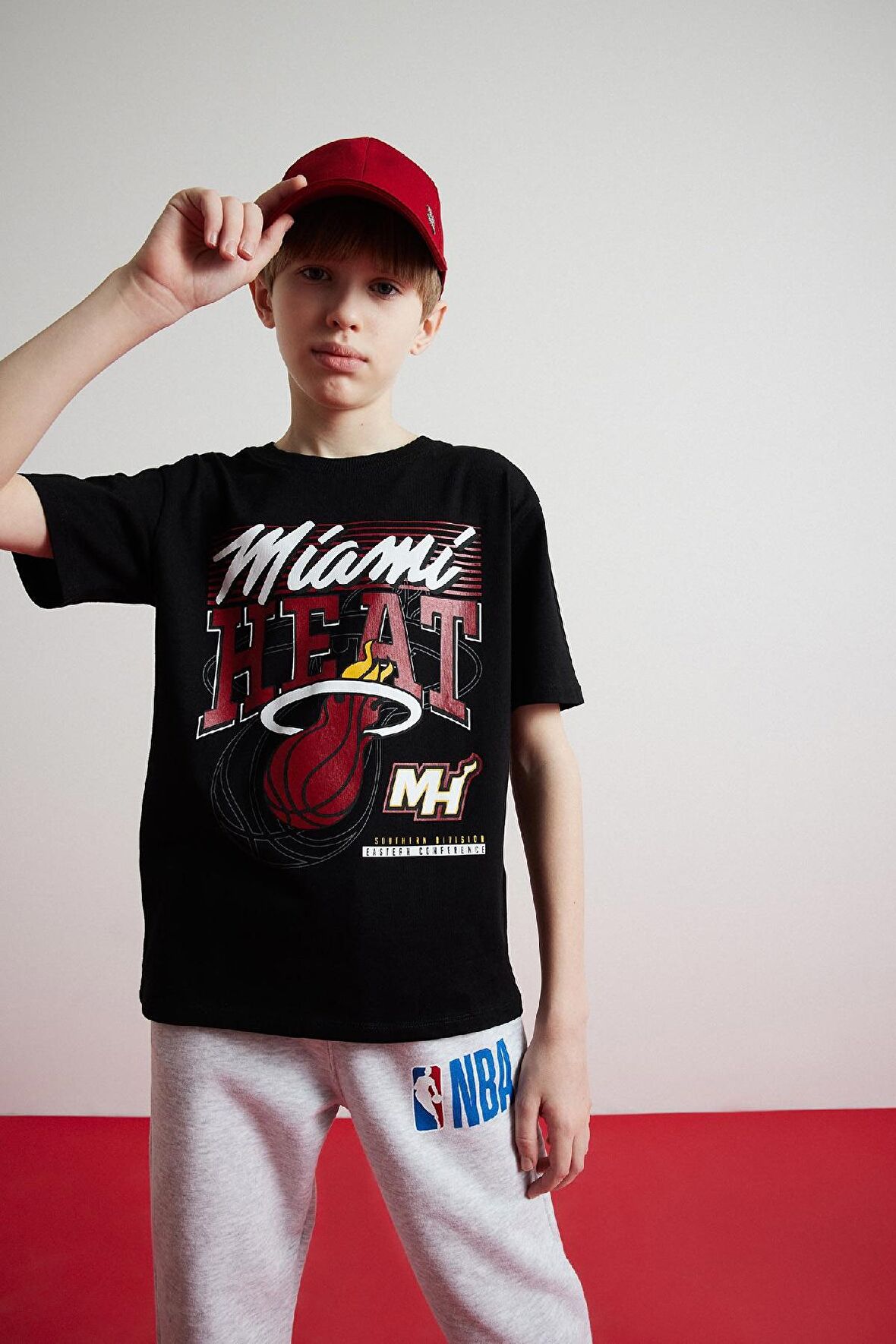 DeFacto Erkek Çocuk NBA Miami Heat Bisiklet Yaka Kısa Kollu Tişört D9546A825SMBK81