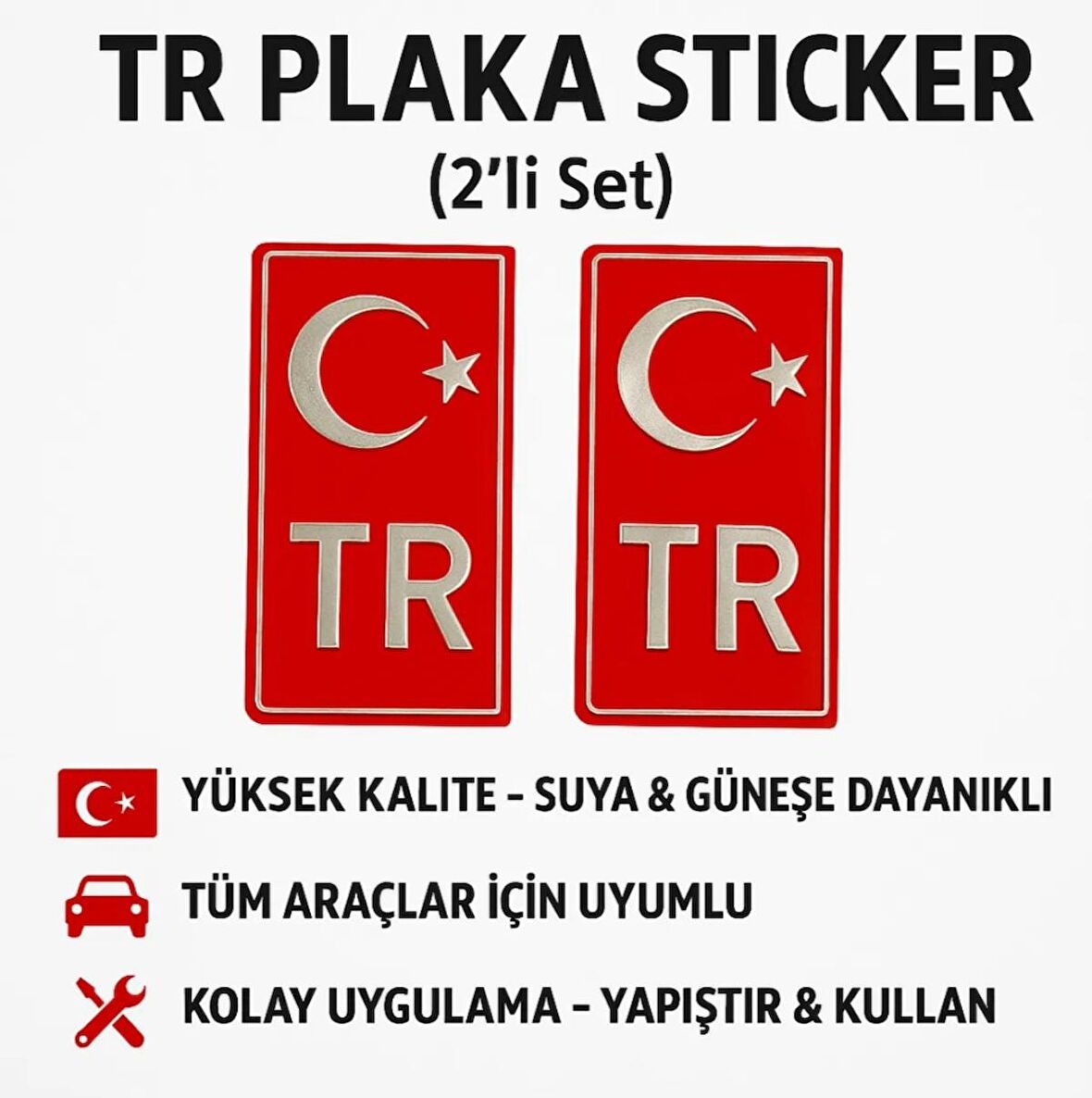 KROMLU Plaka Sticker 2 Adet Türk Bayrağı