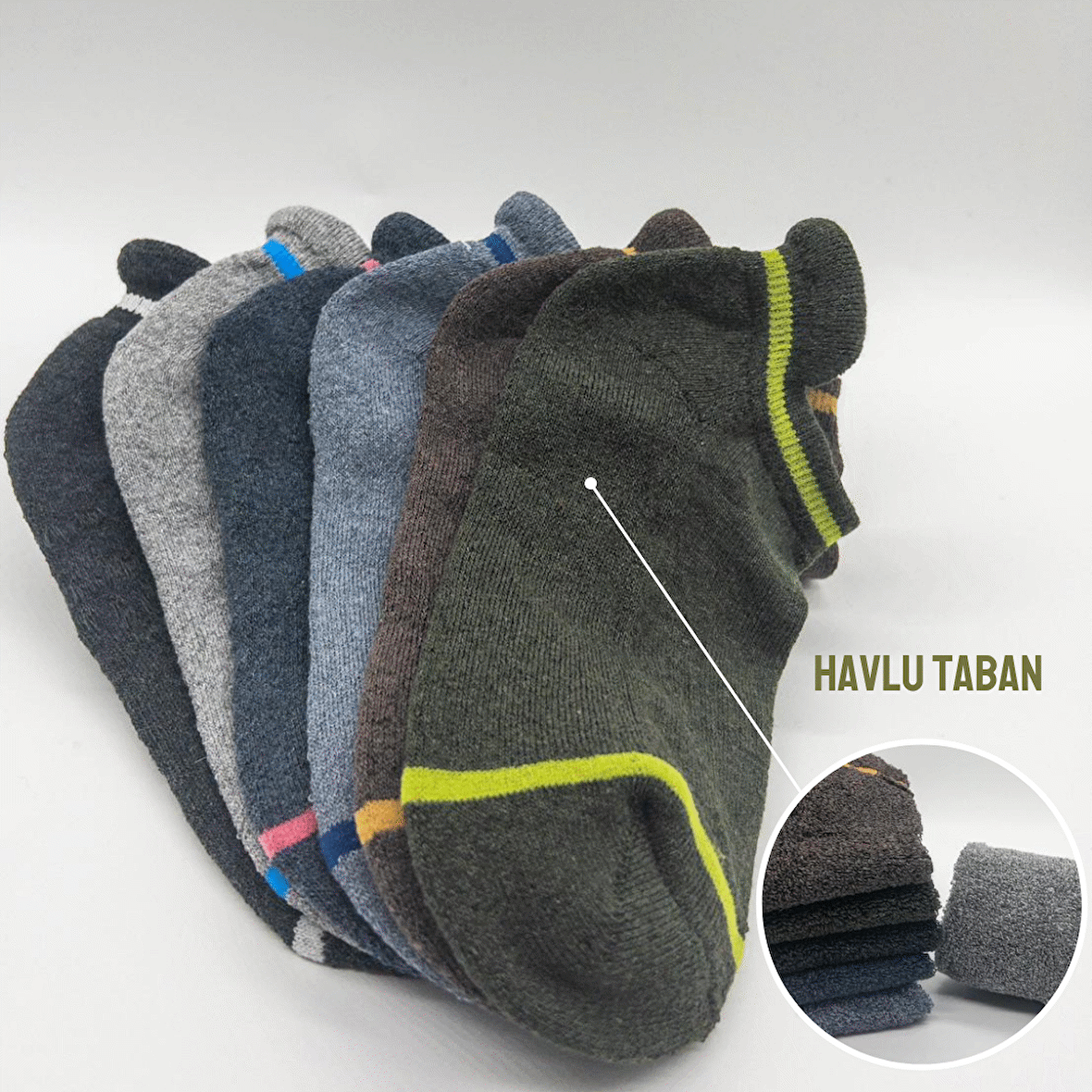 CİHO SOCKS 6 Çift Kadın Kışlık Havlu Taban Pastel Renkler Çekçekli Patik Çorap