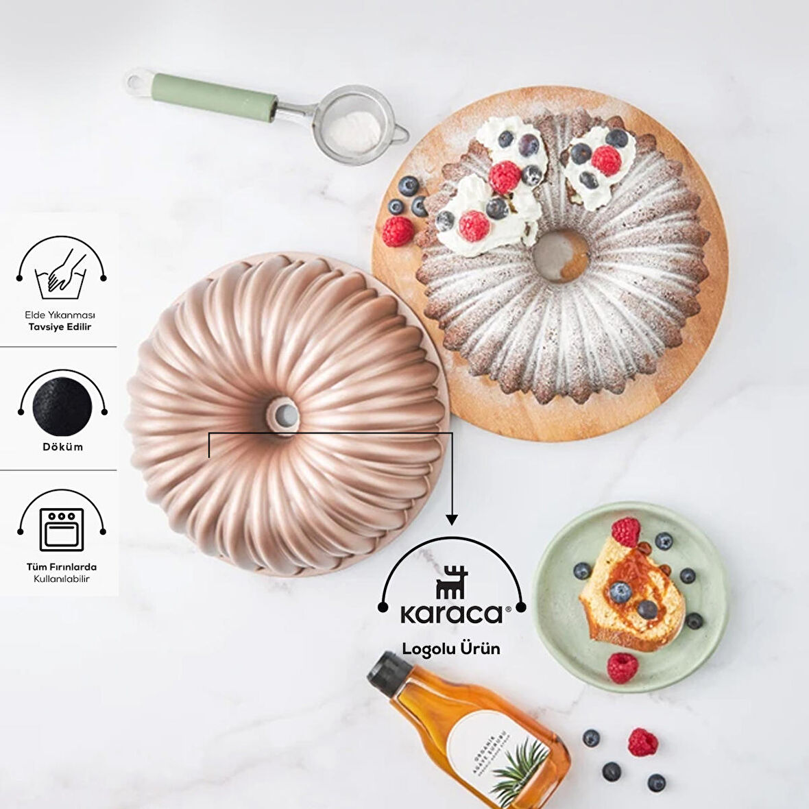 Karaca Cake Pro Dilimli Rosegold Döküm Kek Kalıbı