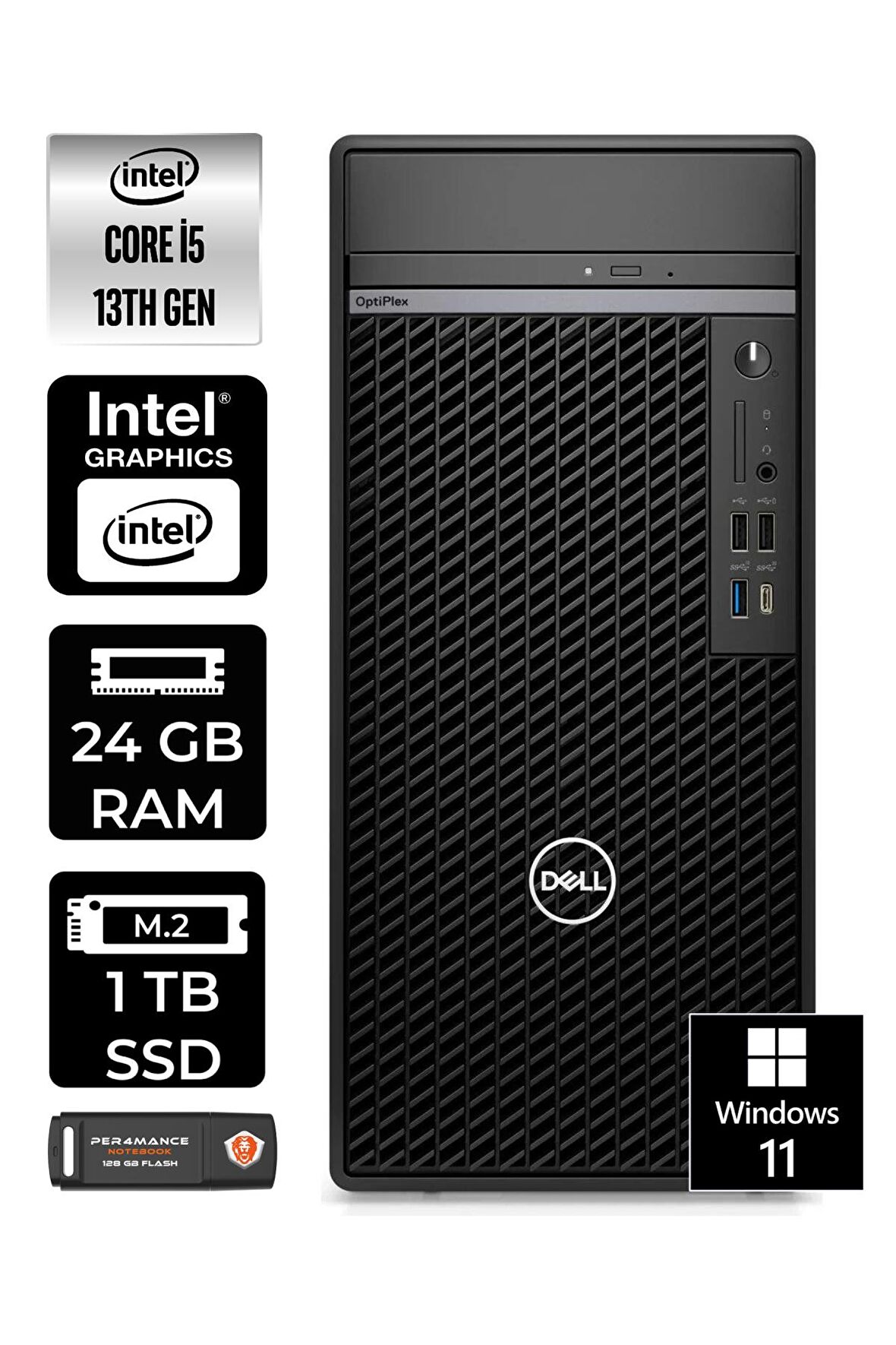 DELL OPTIPLEX 7010MT i5 13500 24GB RAM 1TB SSD W11PRO N010O7010MTU MASAÜSTÜ PC & PER4BELLEK