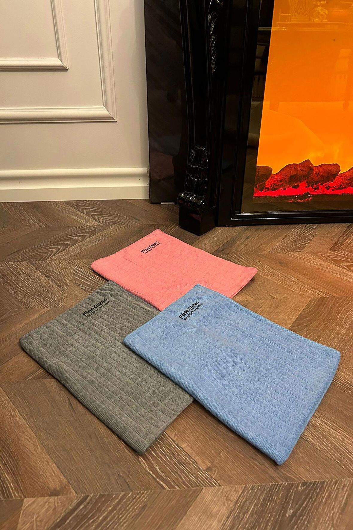 ( 3adet )mikrofiber Kareli Yer Toz Bezi Büyük Boy 50*70