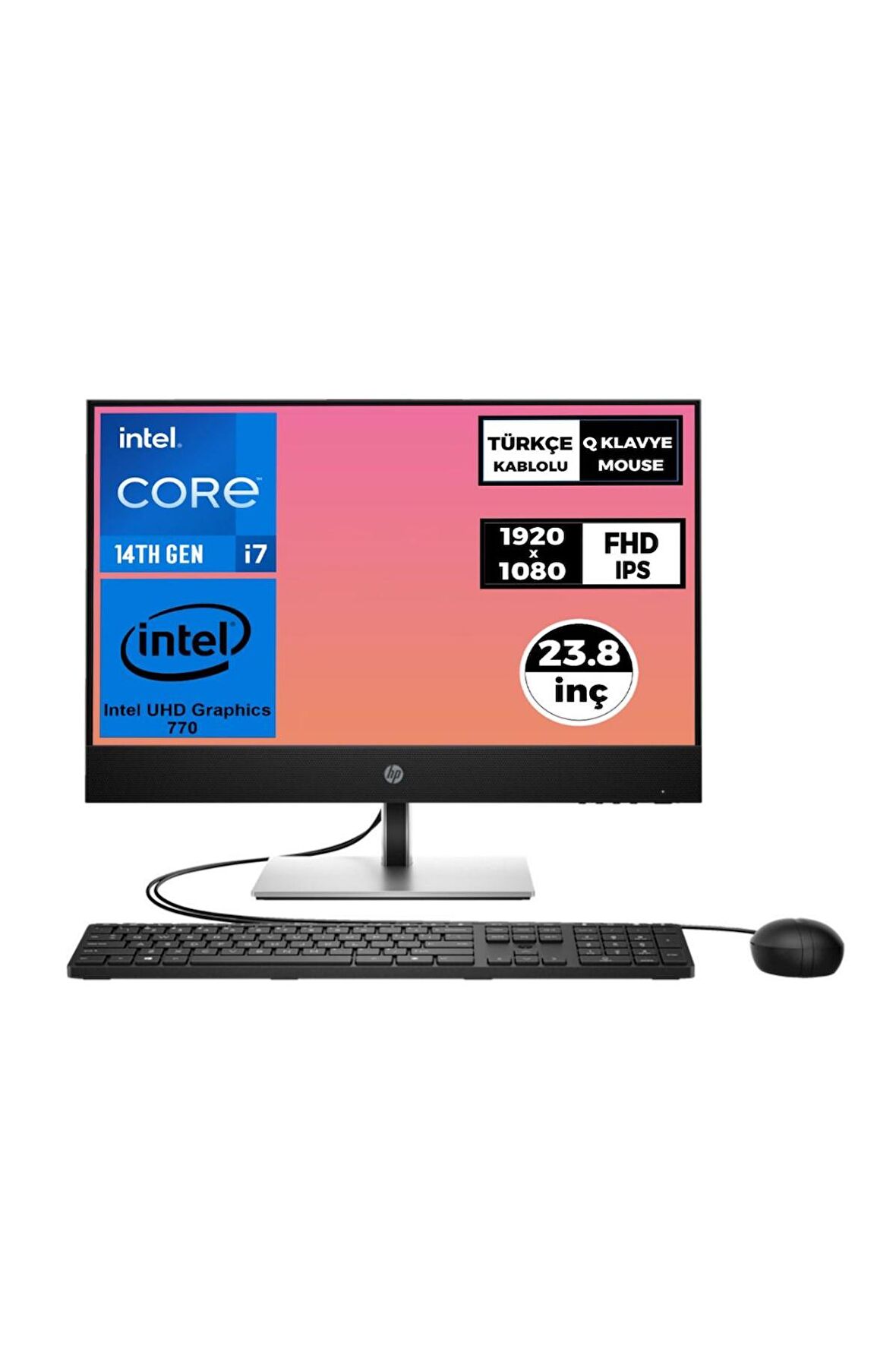 HP ProOne 440 G9 i7-14700T 32GB 512GB SSD 23.8" FHD Freedos All In One Bilgisayar 9H6X8ET 2
