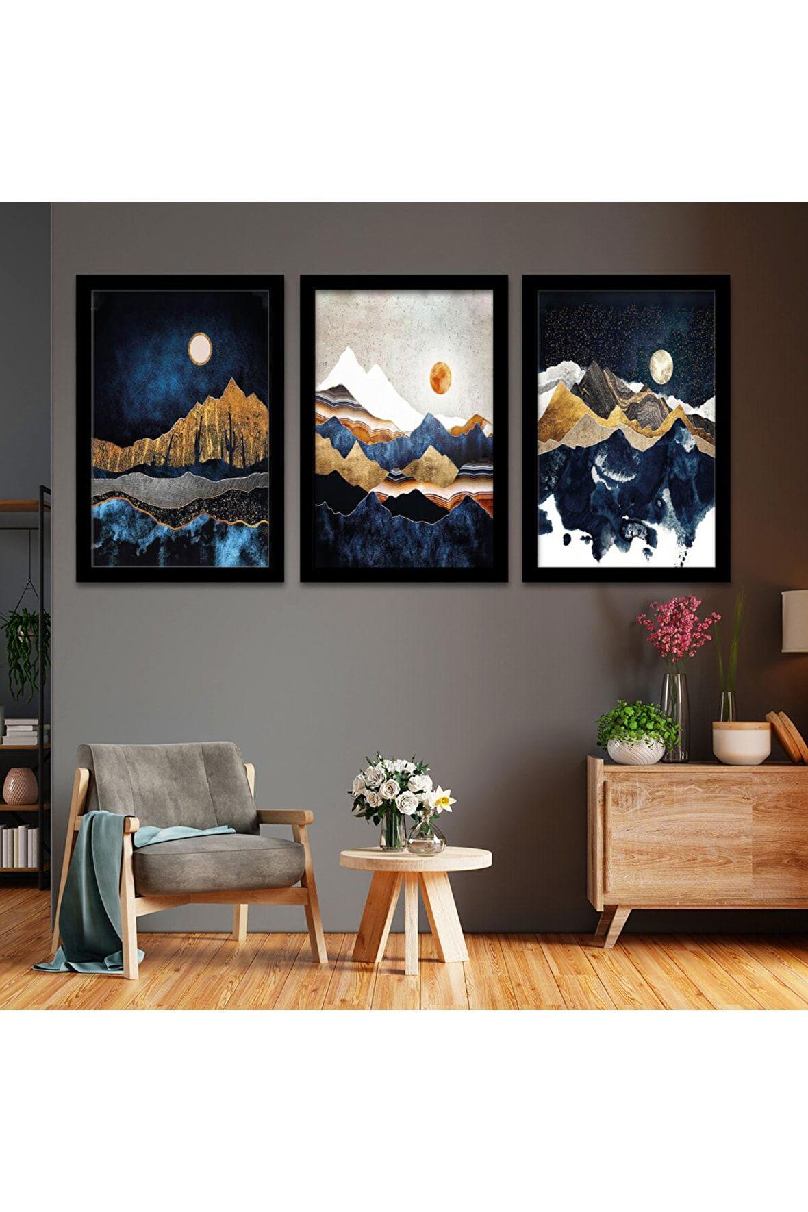 Renkli Çiçek 100 X 50 Cm Saatli Kanvas Tablo