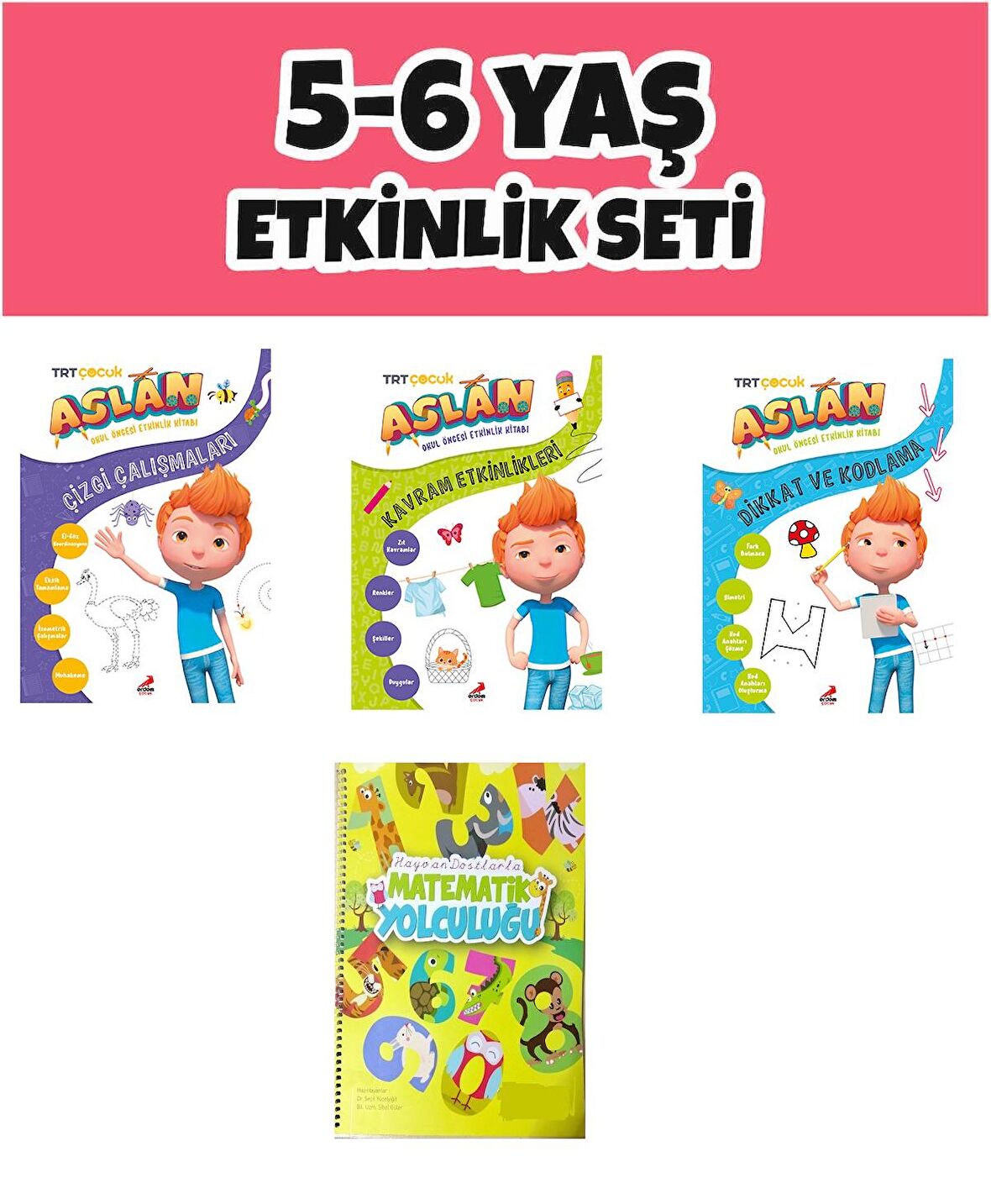 5-6 Yaş Aslan Dikkat ve Kodlama+Çizgi Çalışmaları+Kavram Etkinlikleri