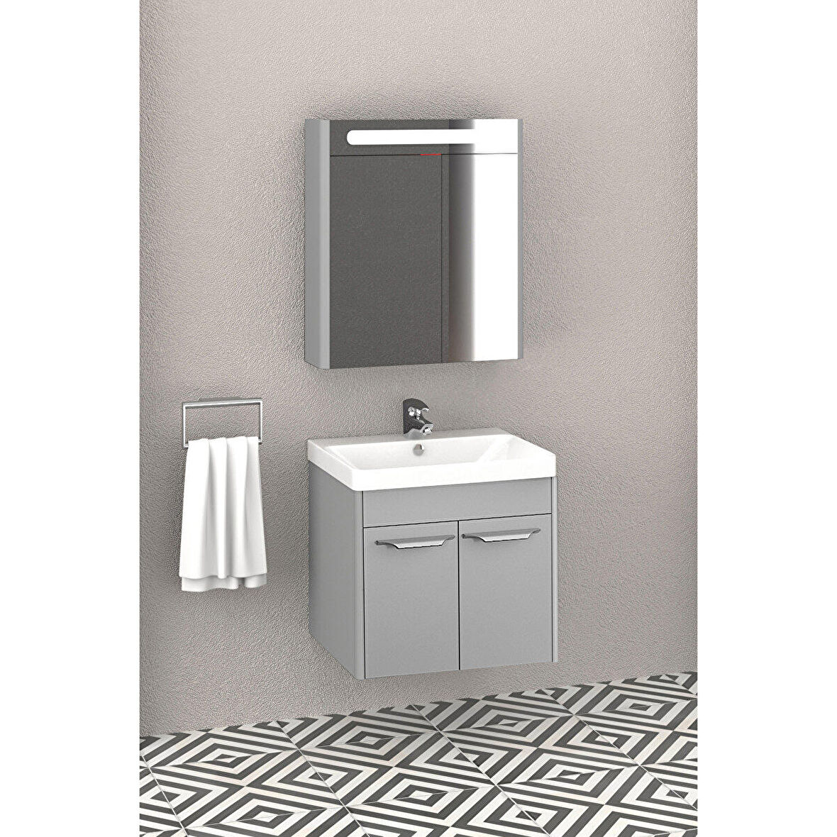 MAUNA 60 CM BANYO DOLABI WİNDOW GRİ - BOY DOLAP HARİÇ 