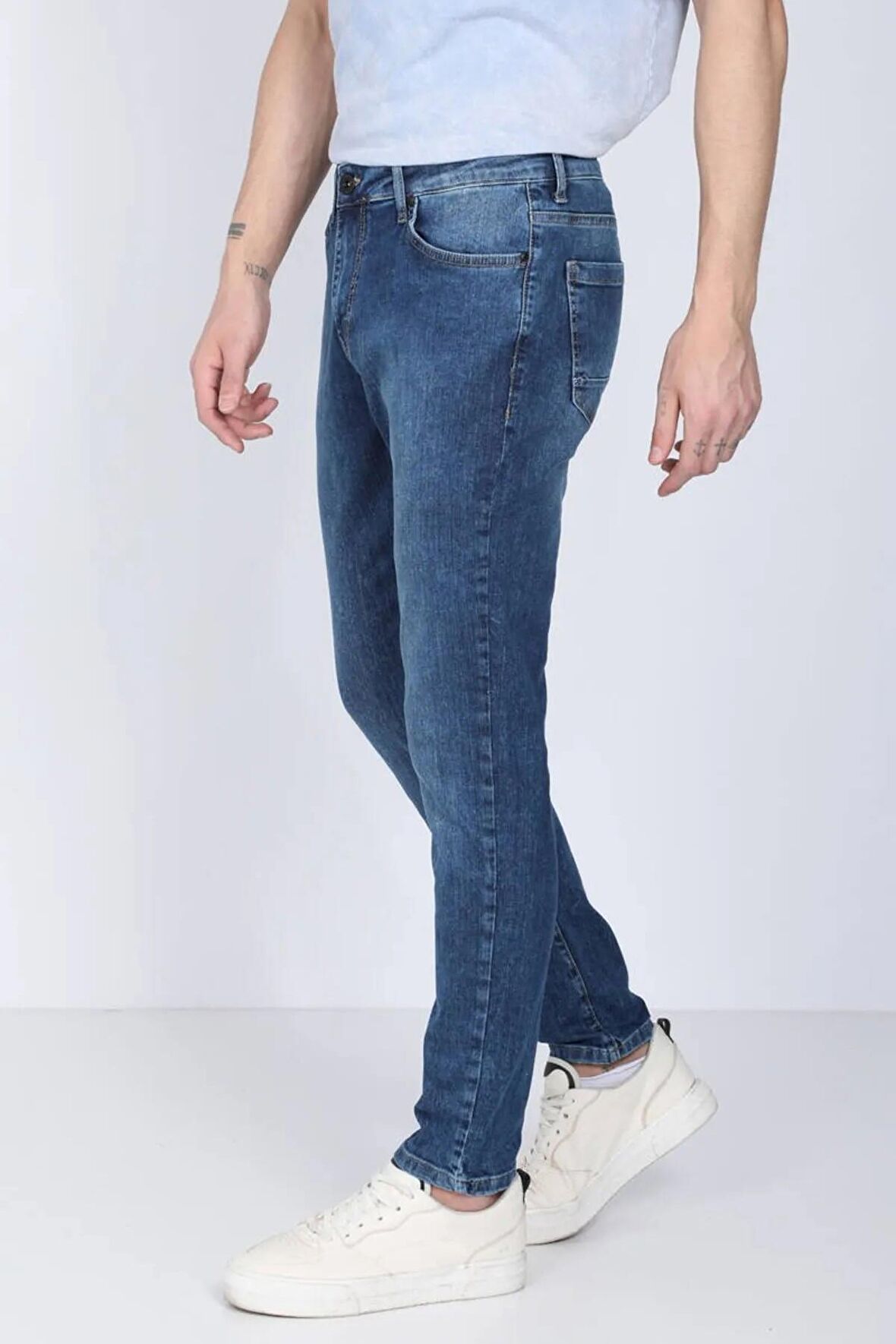 Erkek Mavi Straight Fit Jean Pantolon