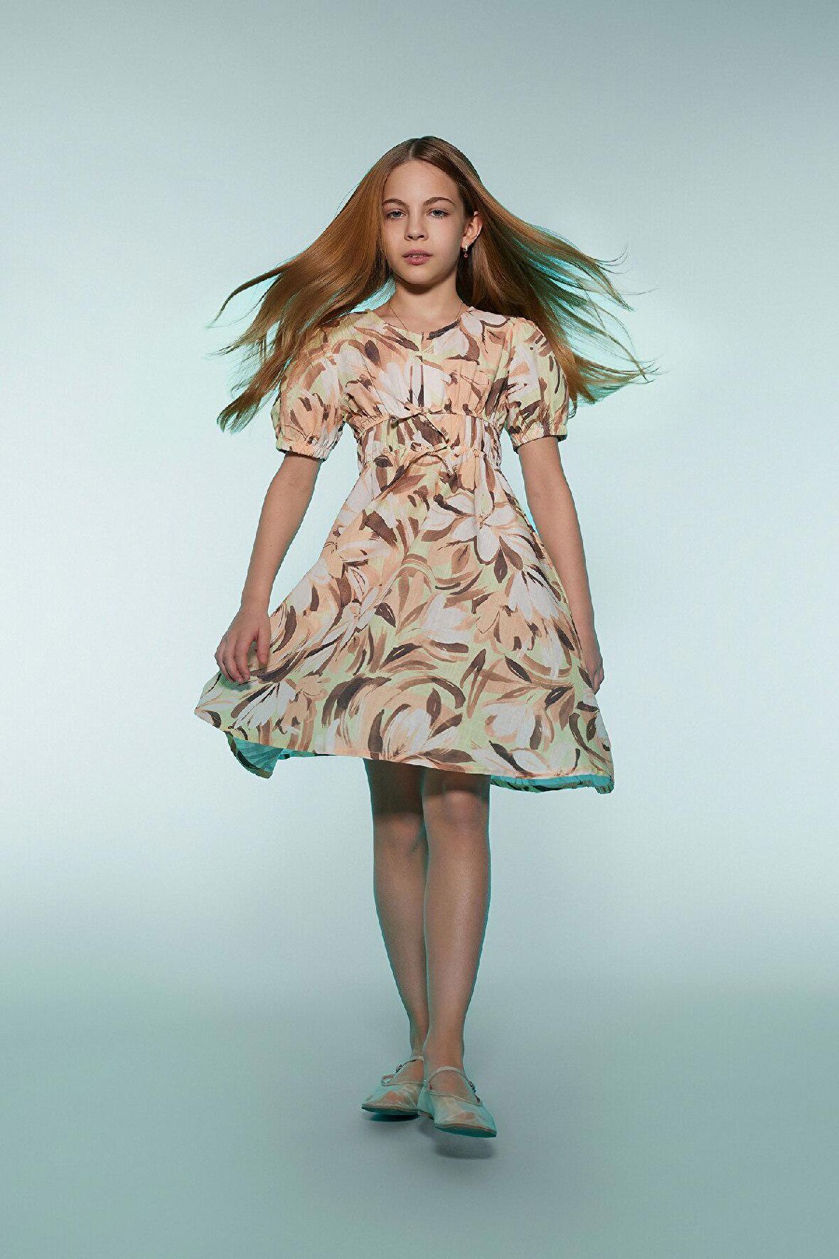 DeFacto Kız Çocuk Pamuklu Desenli Kısa Kollu Yazlık Elbise D9307A825SMBN365