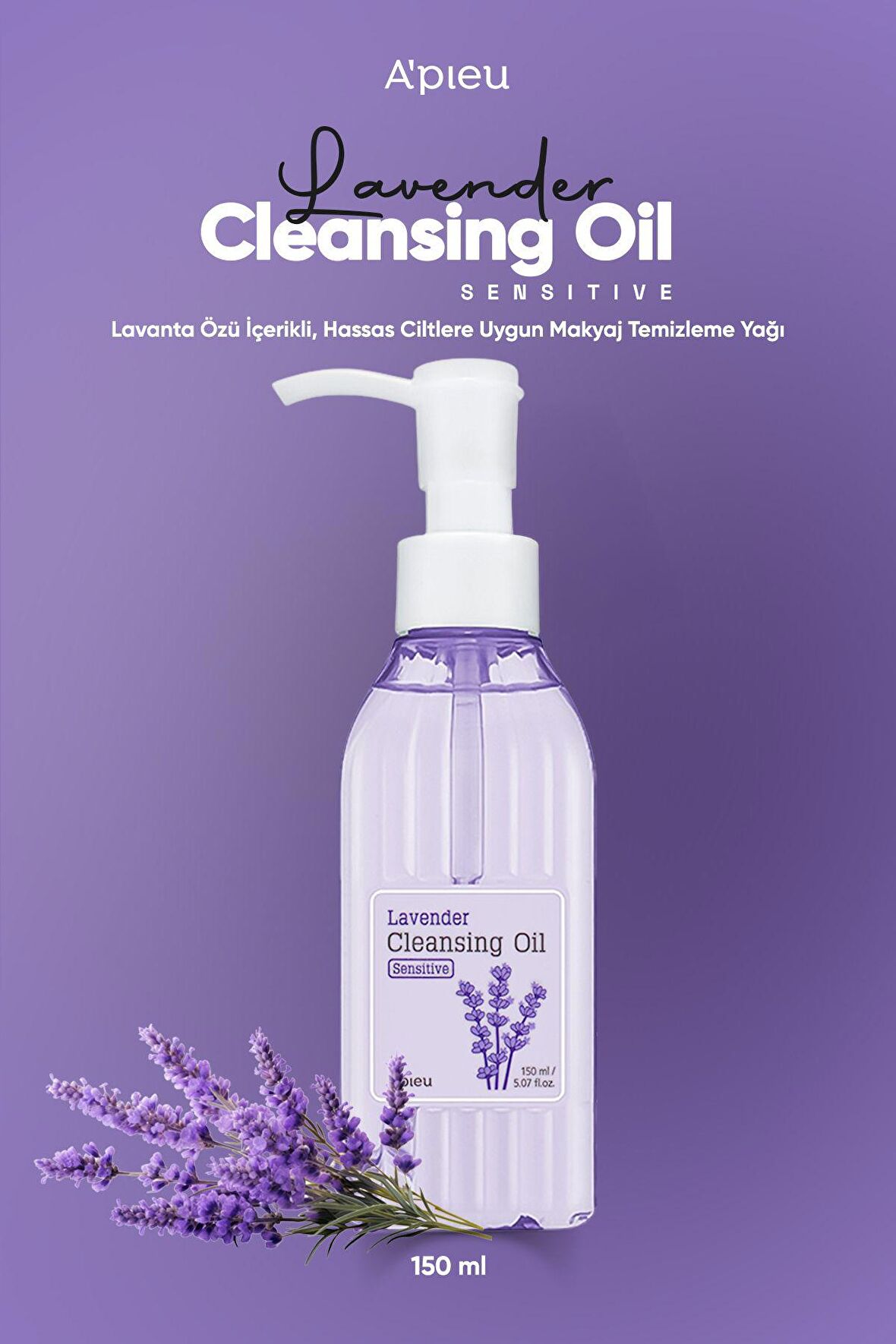 Lavanta İçeren Hassas Ciltlere Uygun Makyaj Temizleme Yağı A'PIEU Lavender Cleansing Oil Sensitive