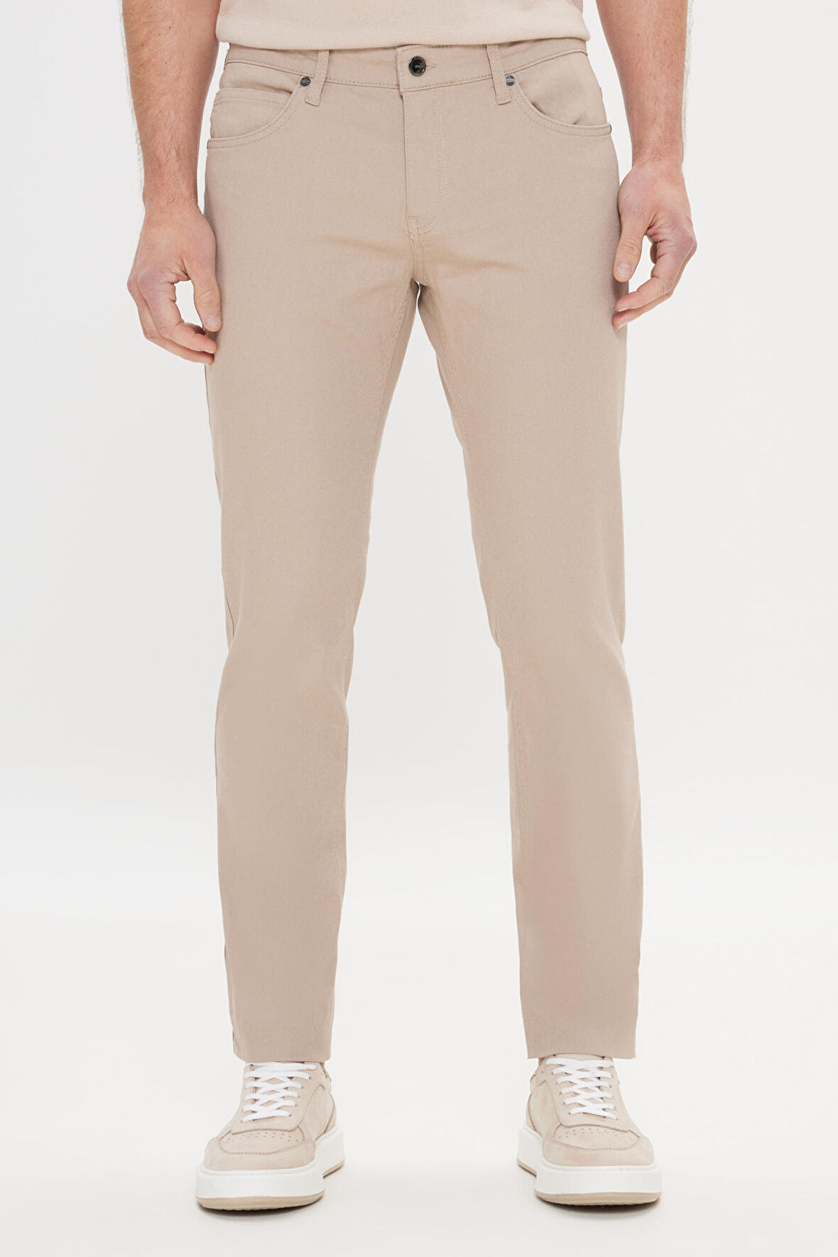 Erkek Taş 360 Derece Her Yöne Esneyen Slim Fit Dar Kesim Diyagonal Desenli Pantolon