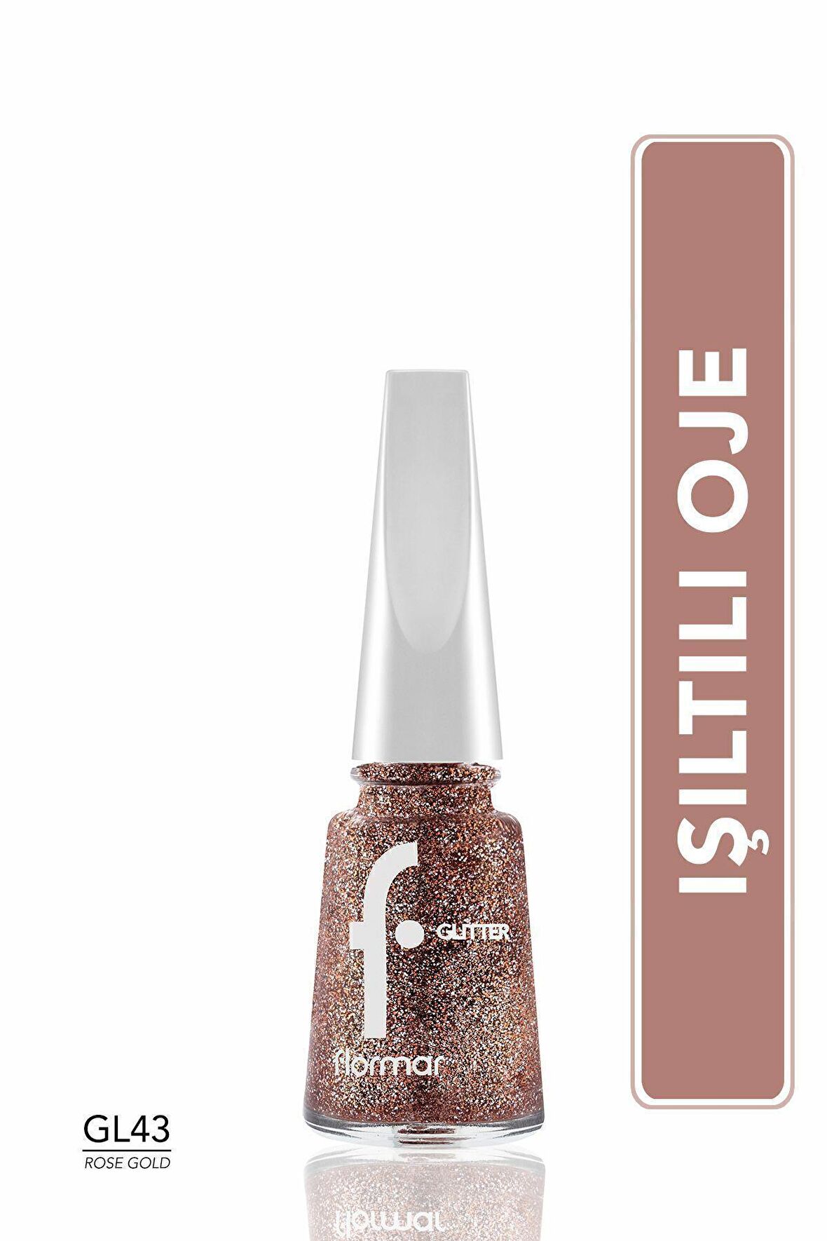 Flormar Yoğun Simli Şeffaf Oje - Glitter Nail Enamel - GL043 Rosegold-8682536050005