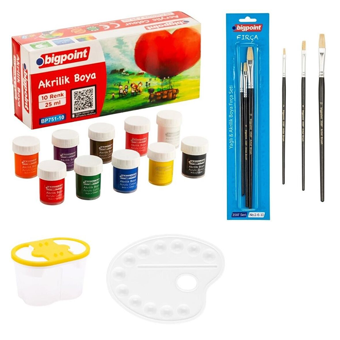 Bigpoint Akrilik Boya 10 Renk x 25 ml İlk Okul Başlangıç Seti