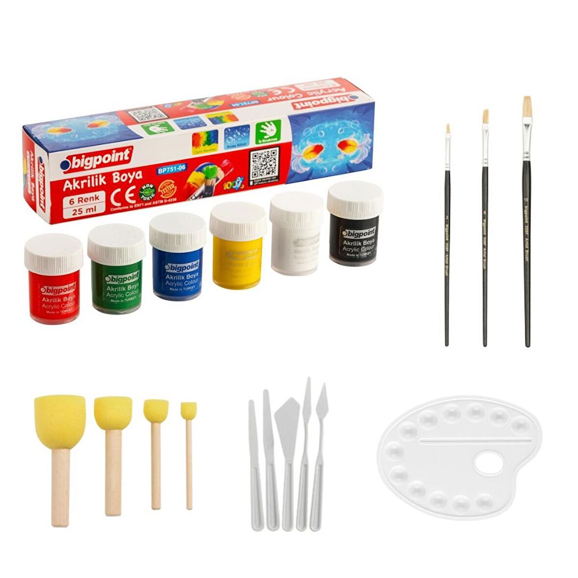 Bigpoint Akrilik Boya Başlangıç Seti 6 Renk x 25 ml