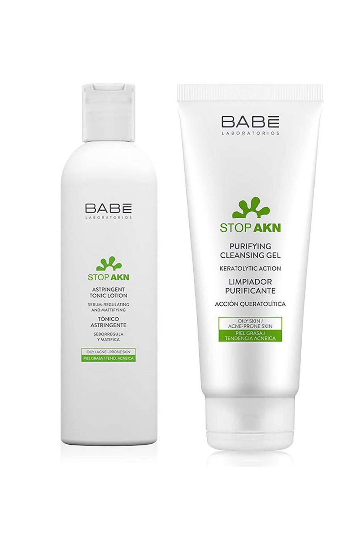 BABE StopAkn Astringent Tonic Lotion 250 ml + Babe Stop Akn Arındırıcı Yüz Temizleme Jeli 200 ml Paketi