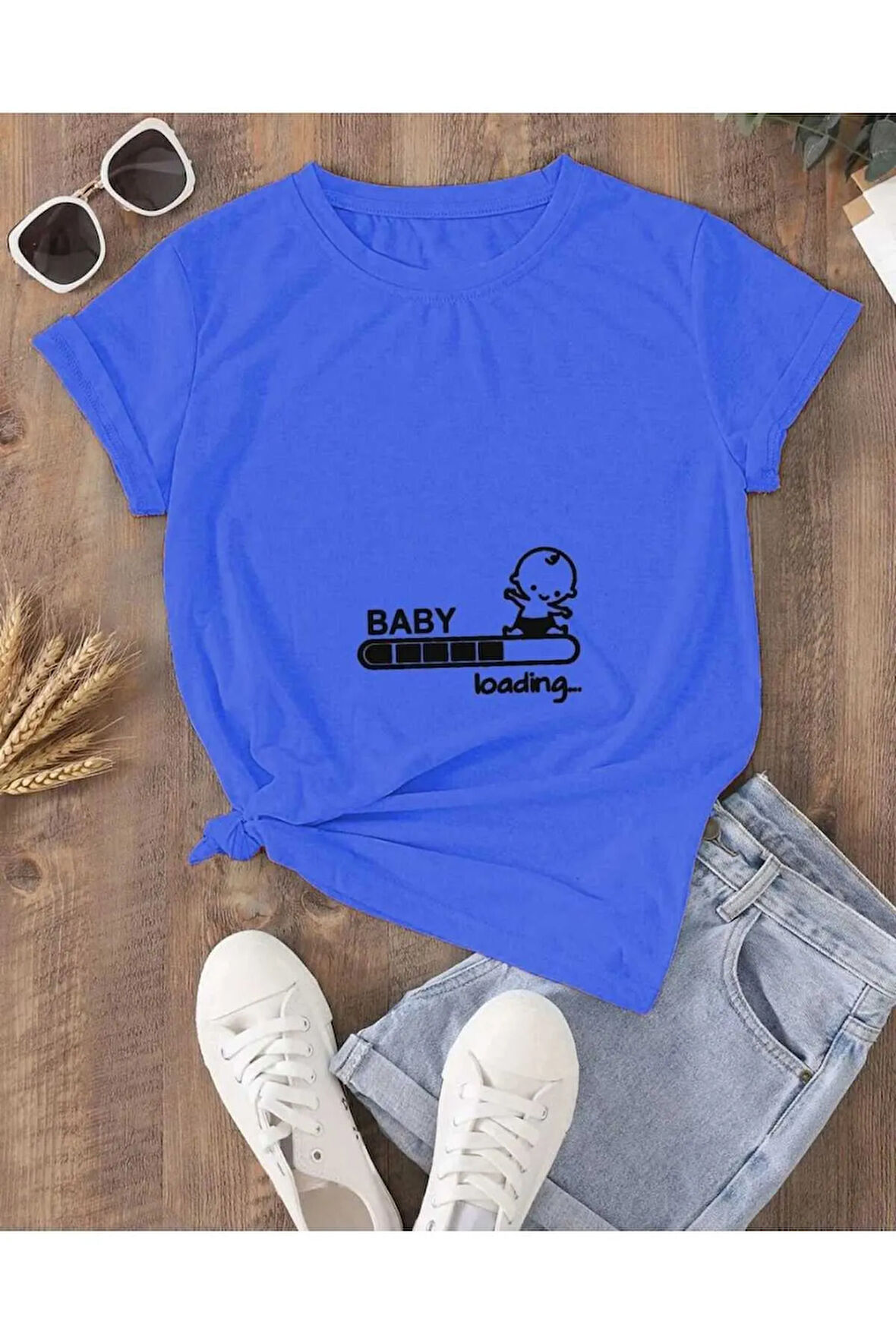 kadın baby loading... baskılı oversize basic t-şhirt