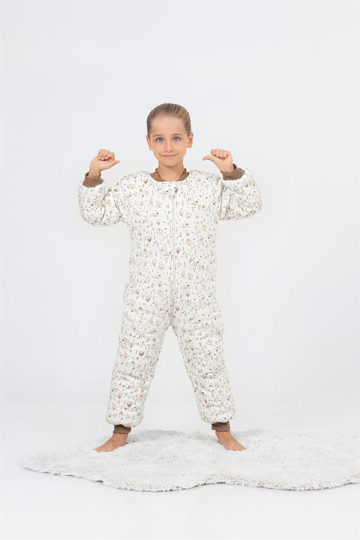 Kız Erkek Çocuk Kalın Elyaf Dolgulu Premium Kalite 2.5 Tog Desenli Uyku Tulumu