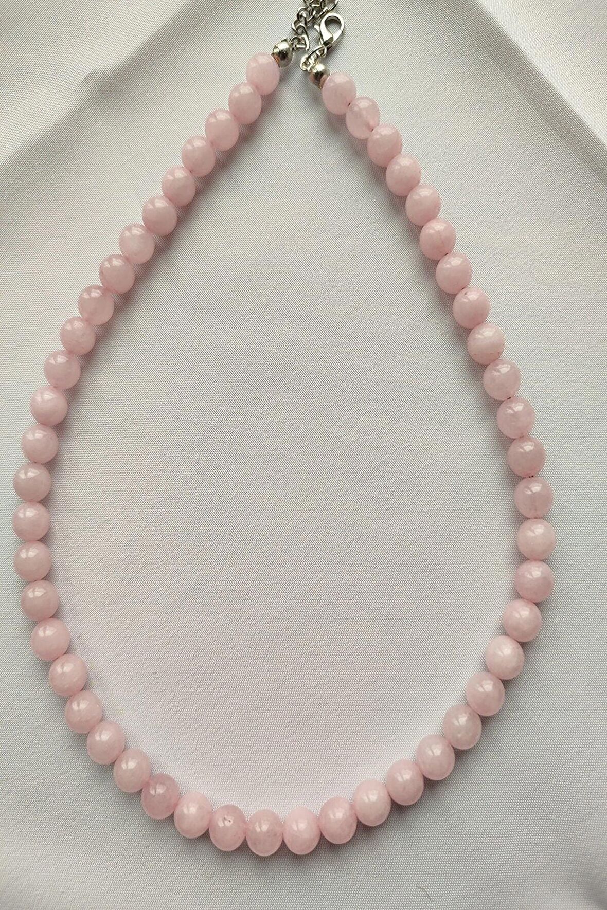Sertifikalı Pembe Kuvars Doğaltaş Kolye