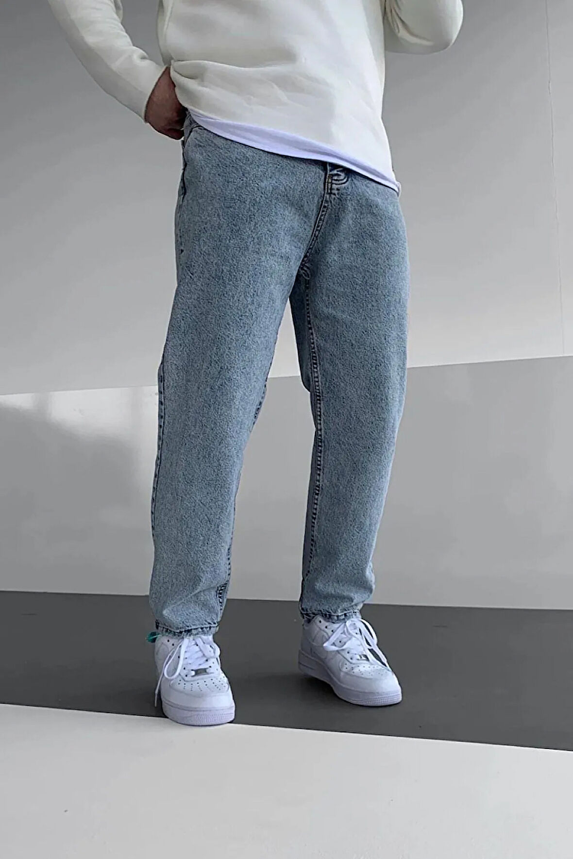 Buz Mavi Baggy Pantolon