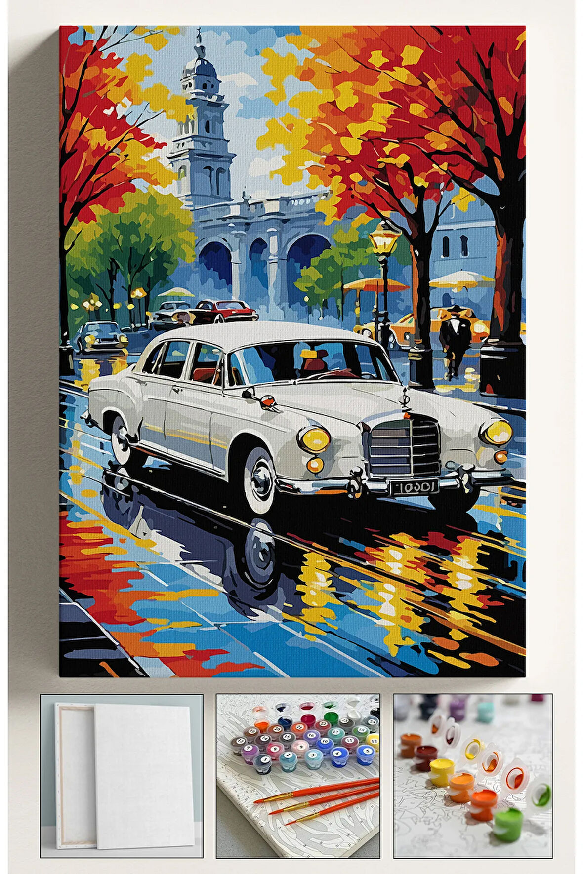 Sayılarla Boyama Seti Çerçeveli Hobi Seti Tuval Fırça Boya Kasnaklı Set 40x50 Cm Bahçeli Merco