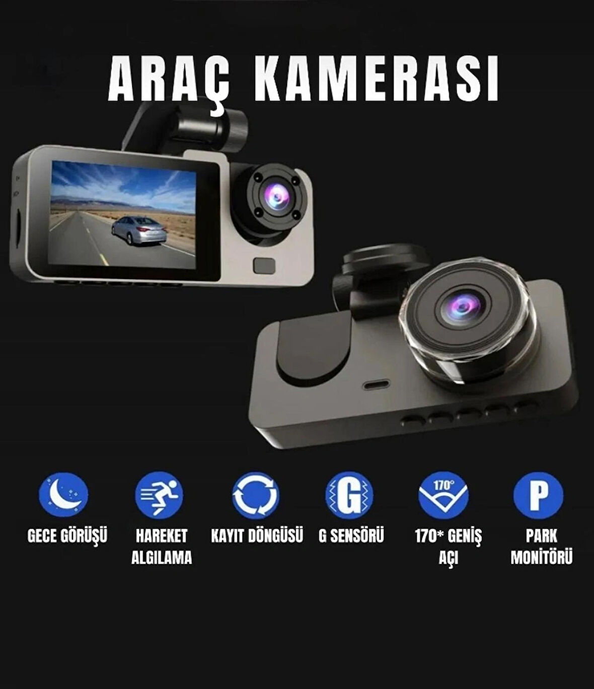 Üç Kameralı Wi‑Fi Araç İçi Kamera – GPS Takip & G-Sensor Özellikli Güvenlik Çözümü
