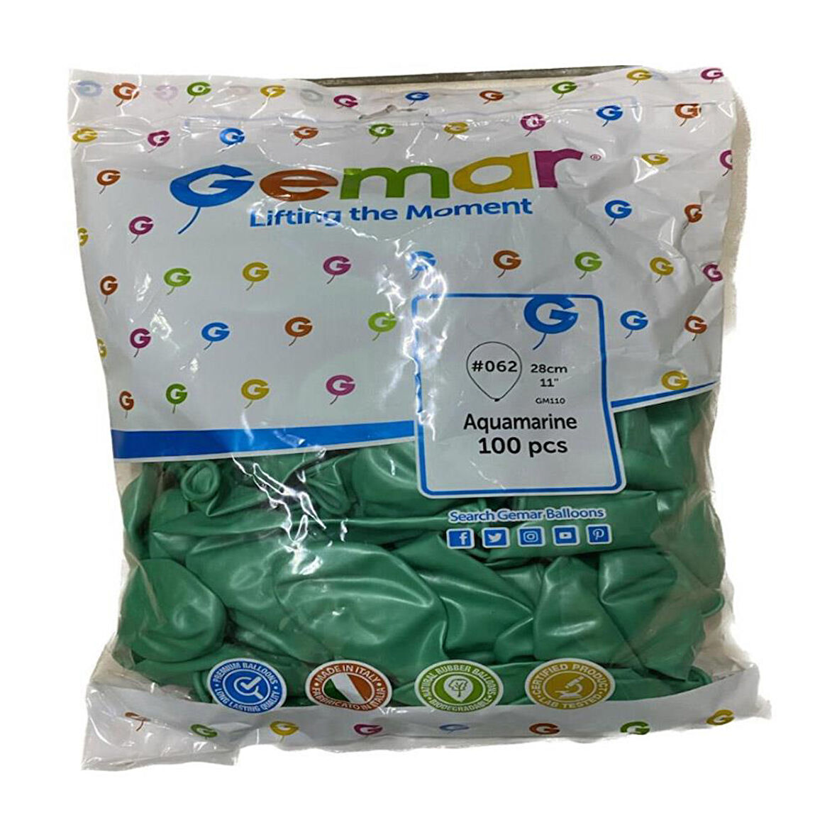 Gemar Parti Doğum Günü Organizasyon Balon - 28 Cm. - Aquamarine Green / Deniz Yeşili - 100 Adet 
