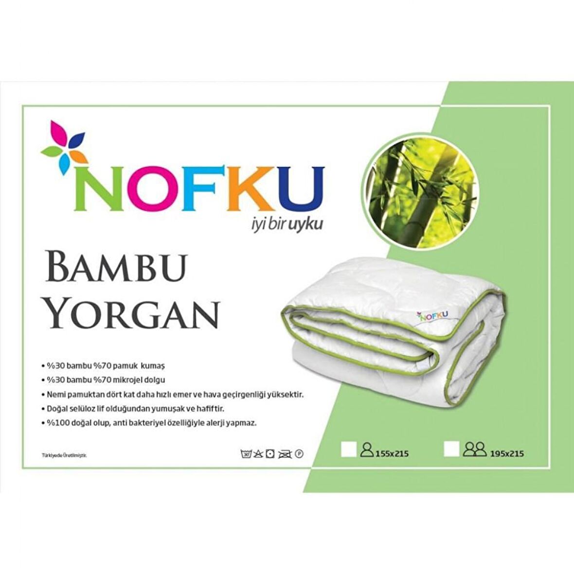 Nofku Tek Kişilik Bambu Yorgan 155X215