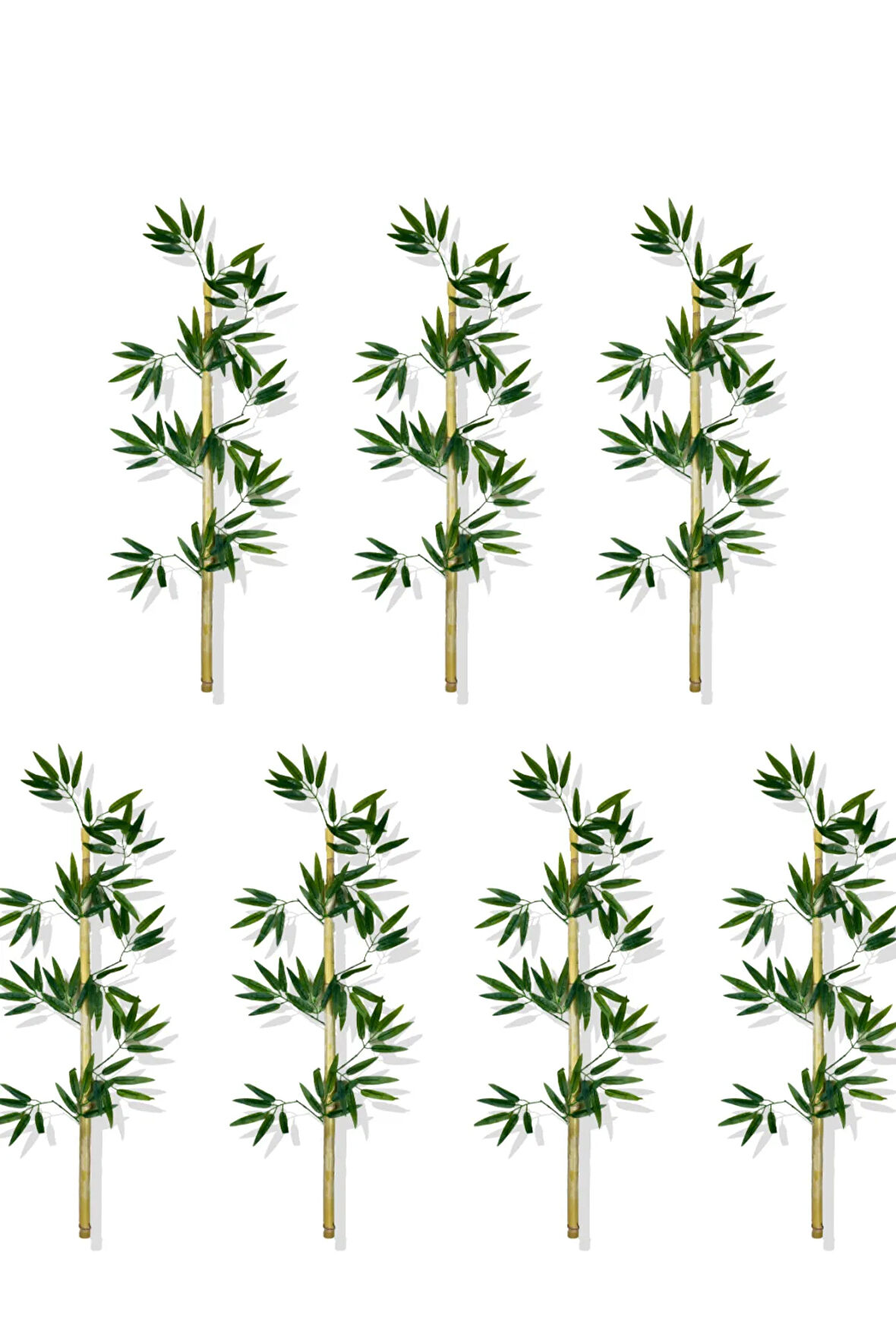 Yapay Yoğun Yapraklı 100 Cm 7 Adet Dekoratif Bambu Çubuğu Islak Doku