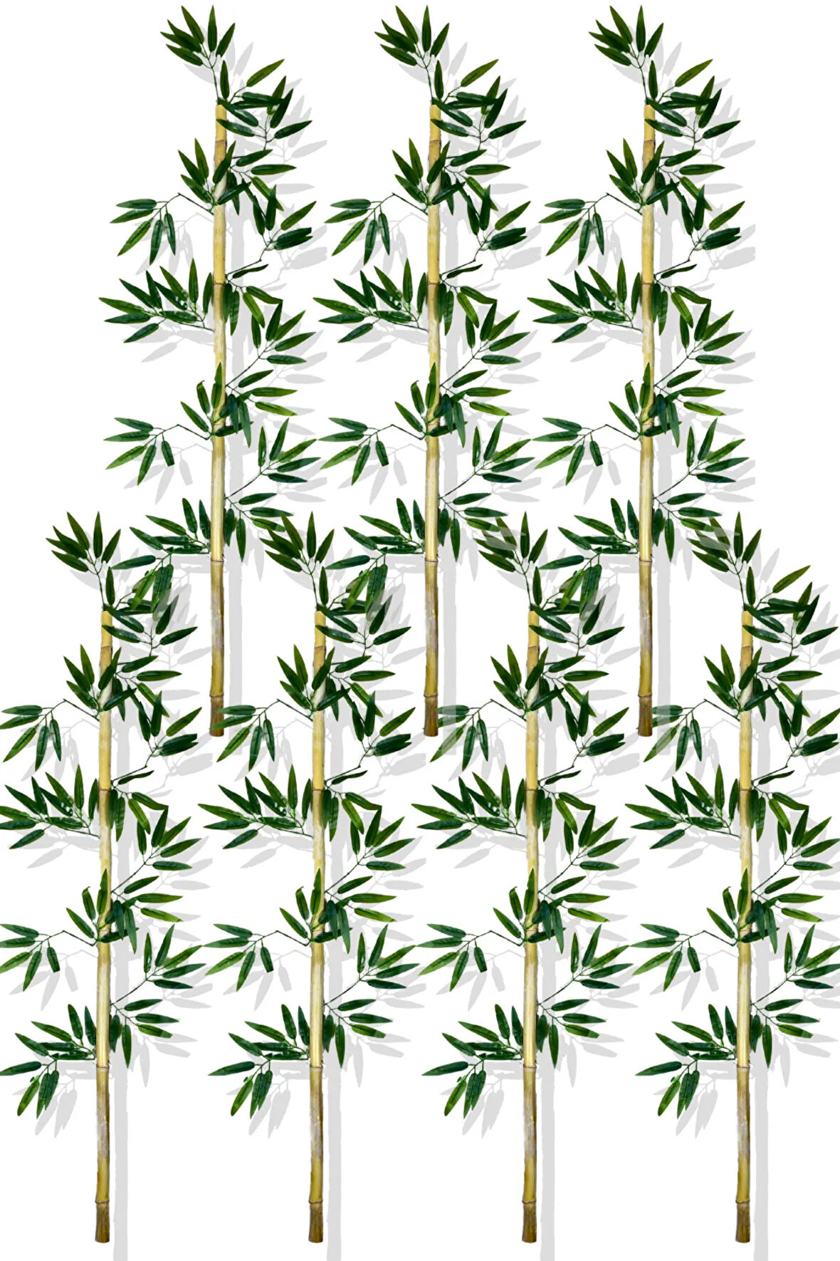 Yapay Yoğun Yapraklı 140 Cm 7 Adet Dekoratif Bambu Çubuğu Islak Doku