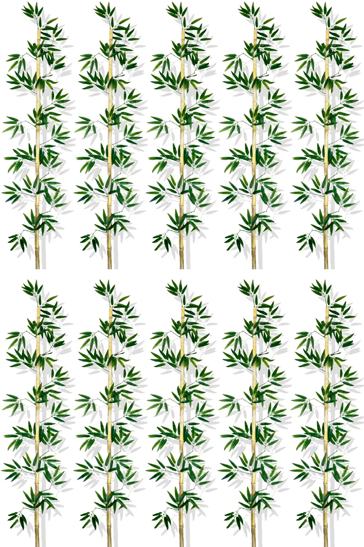 Yapay Yoğun Yapraklı 180 Cm 10 Adet Dekoratif Bambu Çubuğu Islak Doku