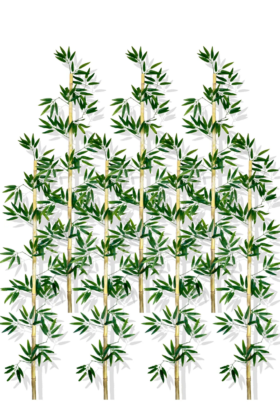 Yapay Yoğun Yapraklı 180 Cm 7 Adet Dekoratif Bambu Çubuğu Islak Doku