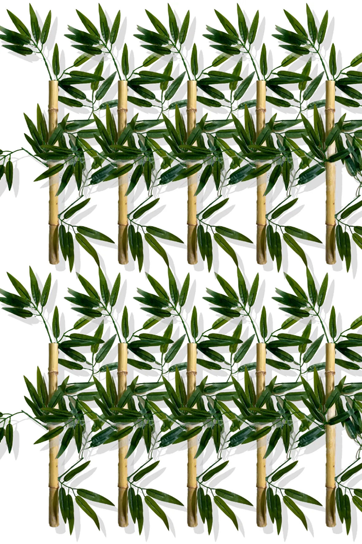 Yapay Yoğun Yapraklı 60 Cm 10 Adet Dekoratif Bambu Çubuğu Islak Doku