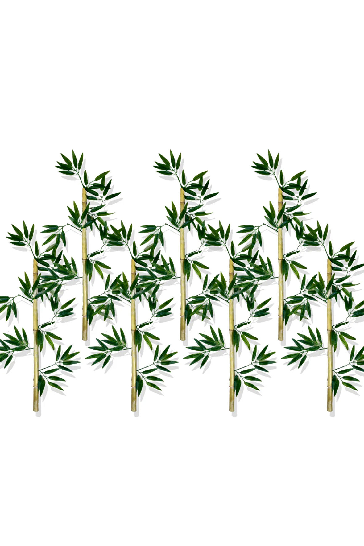 Yapay Yoğun Yapraklı 80 Cm 7 Adet Dekoratif Bambu Çubuğu Islak Doku