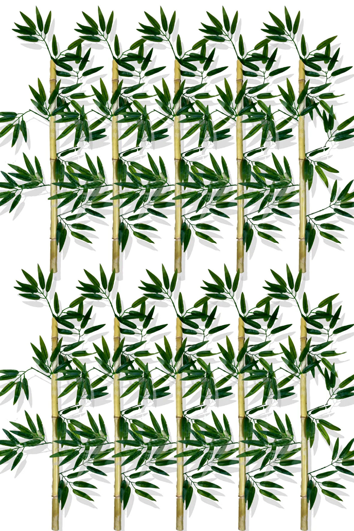 Yapay Yoğun Yapraklı 90 Cm 10 Adet Dekoratif Bambu Çubuğu Islak Doku