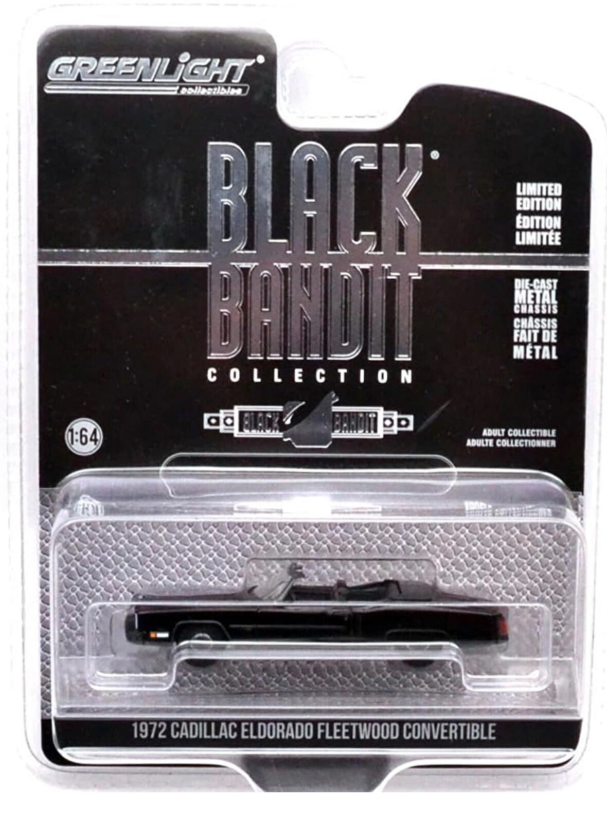 Greenlight 1/64 Black Bandit Series 29 - 1972 Cadillac Eldorado Fleetwood Convertible Diecast Model Araba
