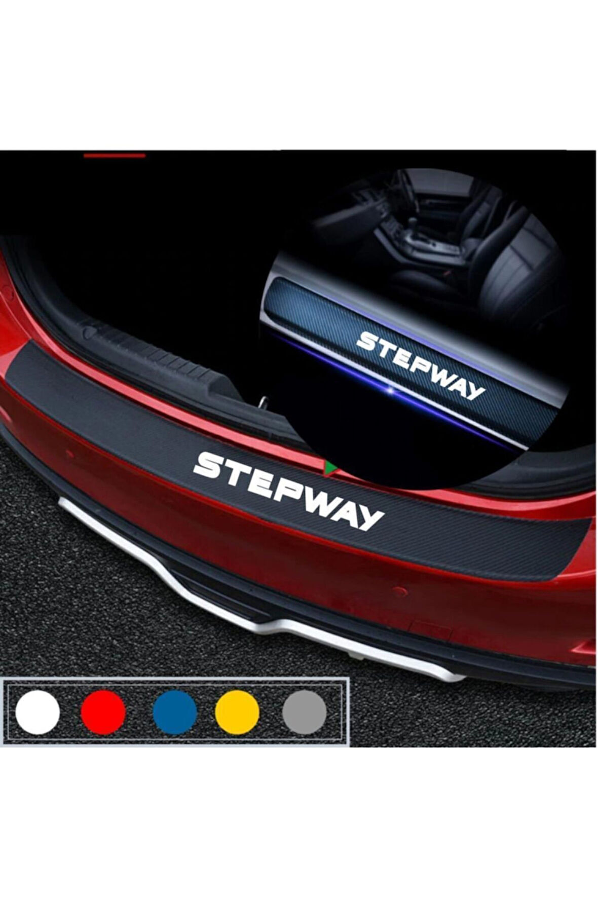 DACİA STEPWAY İÇİN ÖZEL YENİ UYUMLU AKSESUAR OTO BAGAJ VE KAPI EŞİĞİ ÖZEL YENİ STİCKER SETİ KARBON