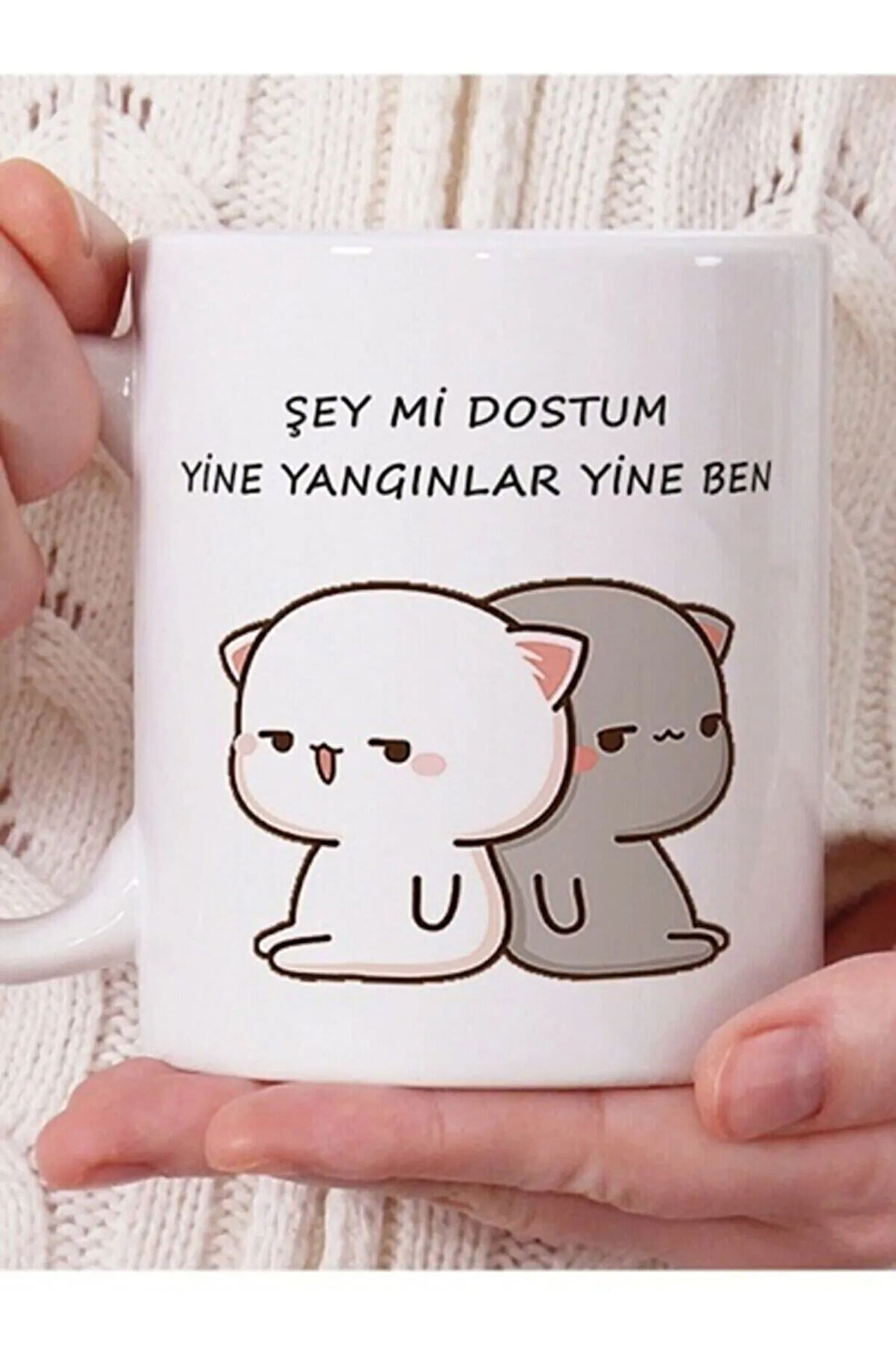 Şey Mi Dostum Yine Yangınlar Yine Ben Baskılı Beyaz Kupa Bardak Maverakedi17