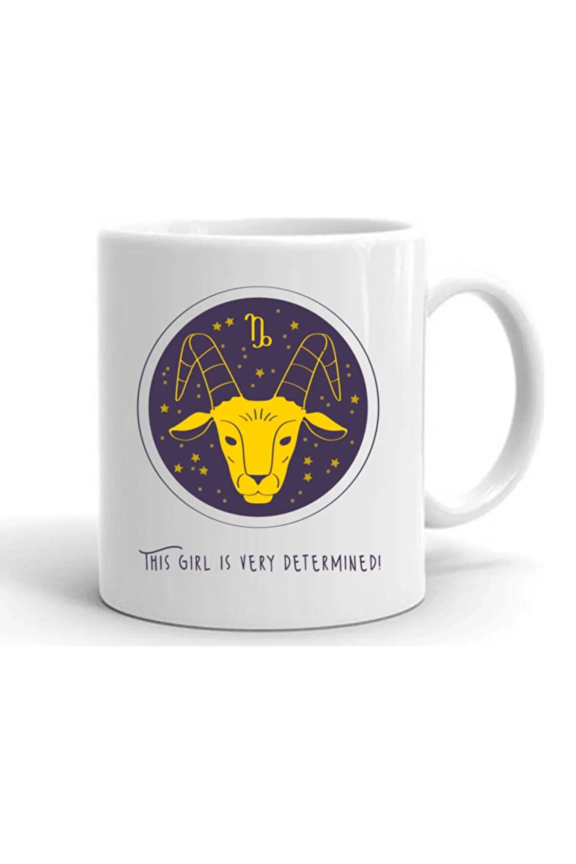 Kova Burcu Baskılı Porselen Çay Kahve Kupası