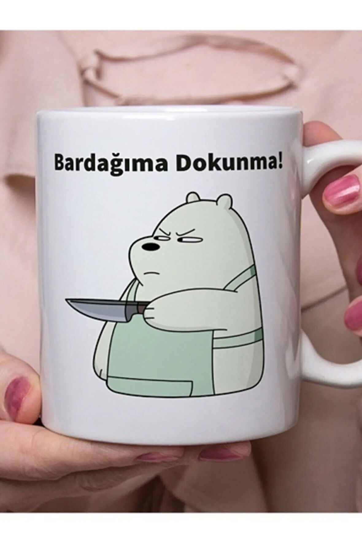 Beyaz Bardağıma Dokunma Kişisel Bardak Baskılı Kupa