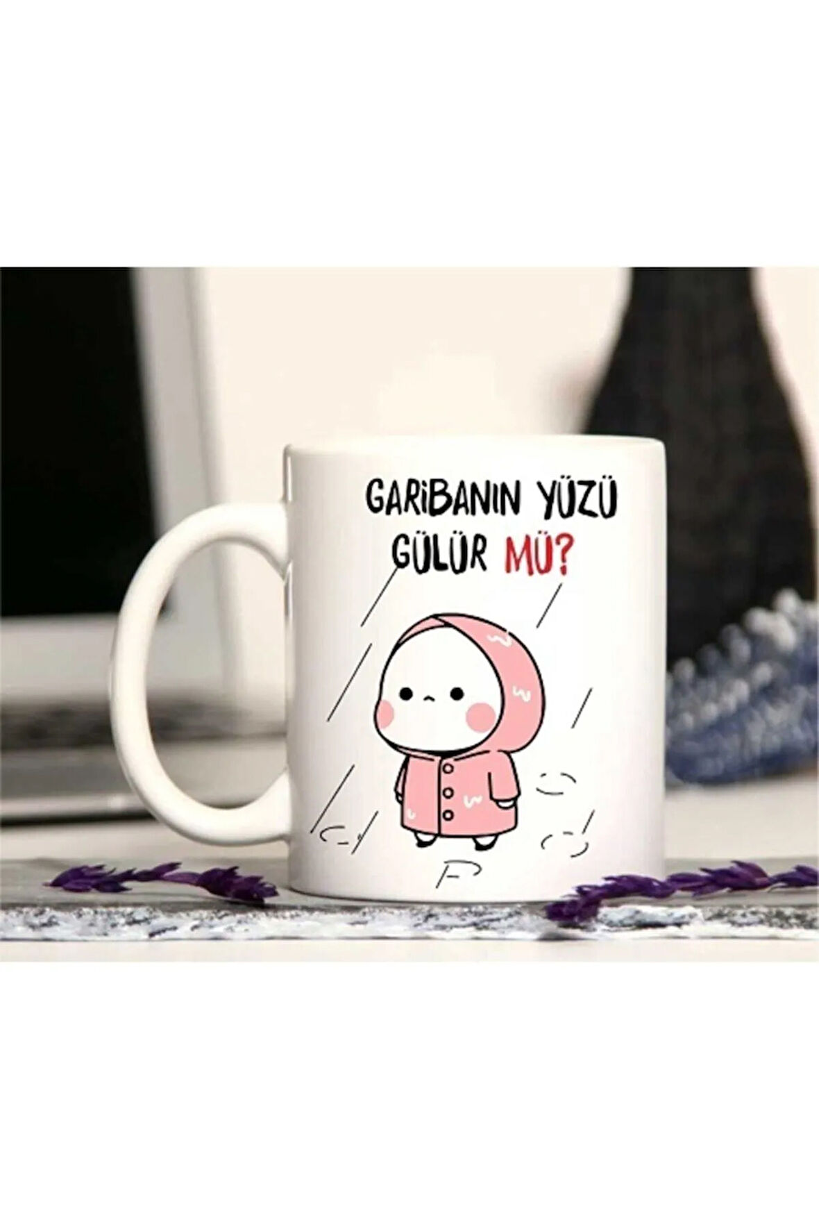 Garibanın Yüzü Gülür Mü Yazılı Kupa Bardak(PEMBE)