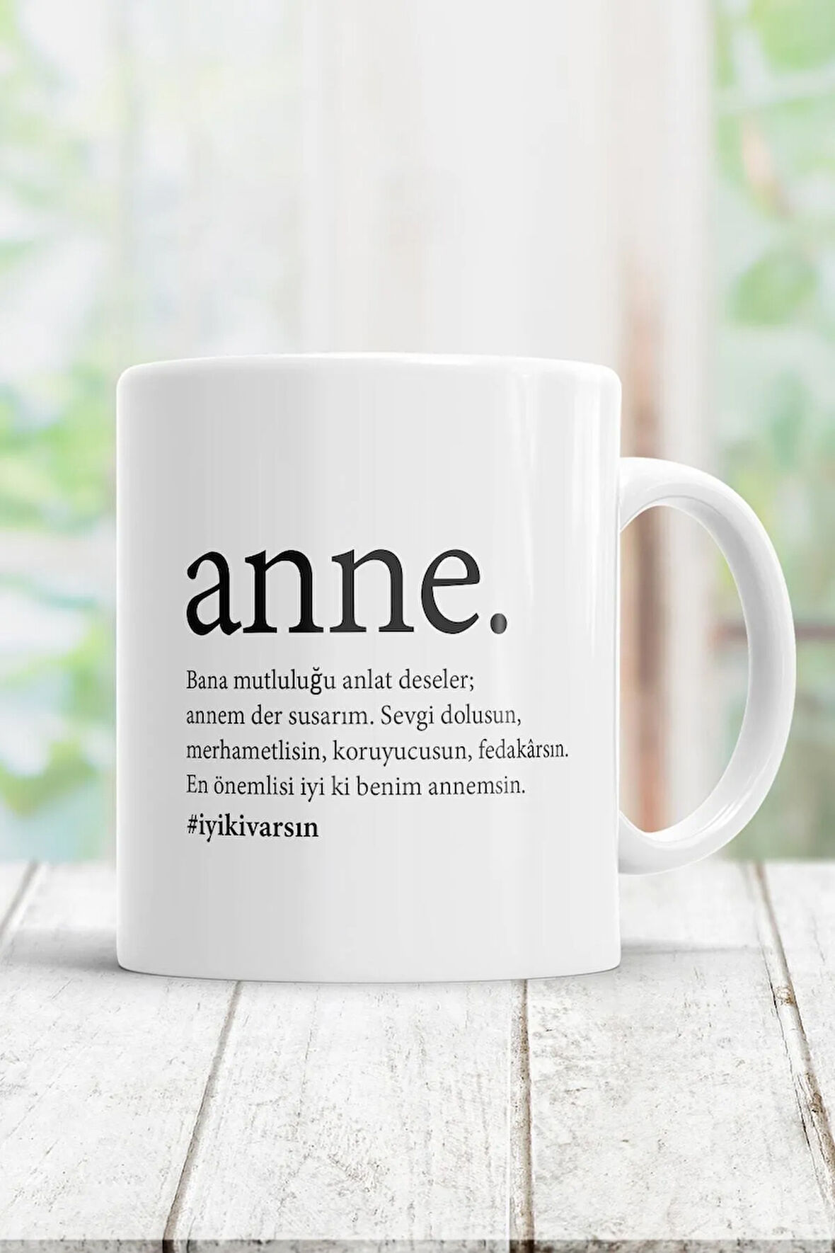 Porselen - Anneye Özel Yazılı Kupa Bardak- Makinede Yıkanabilir