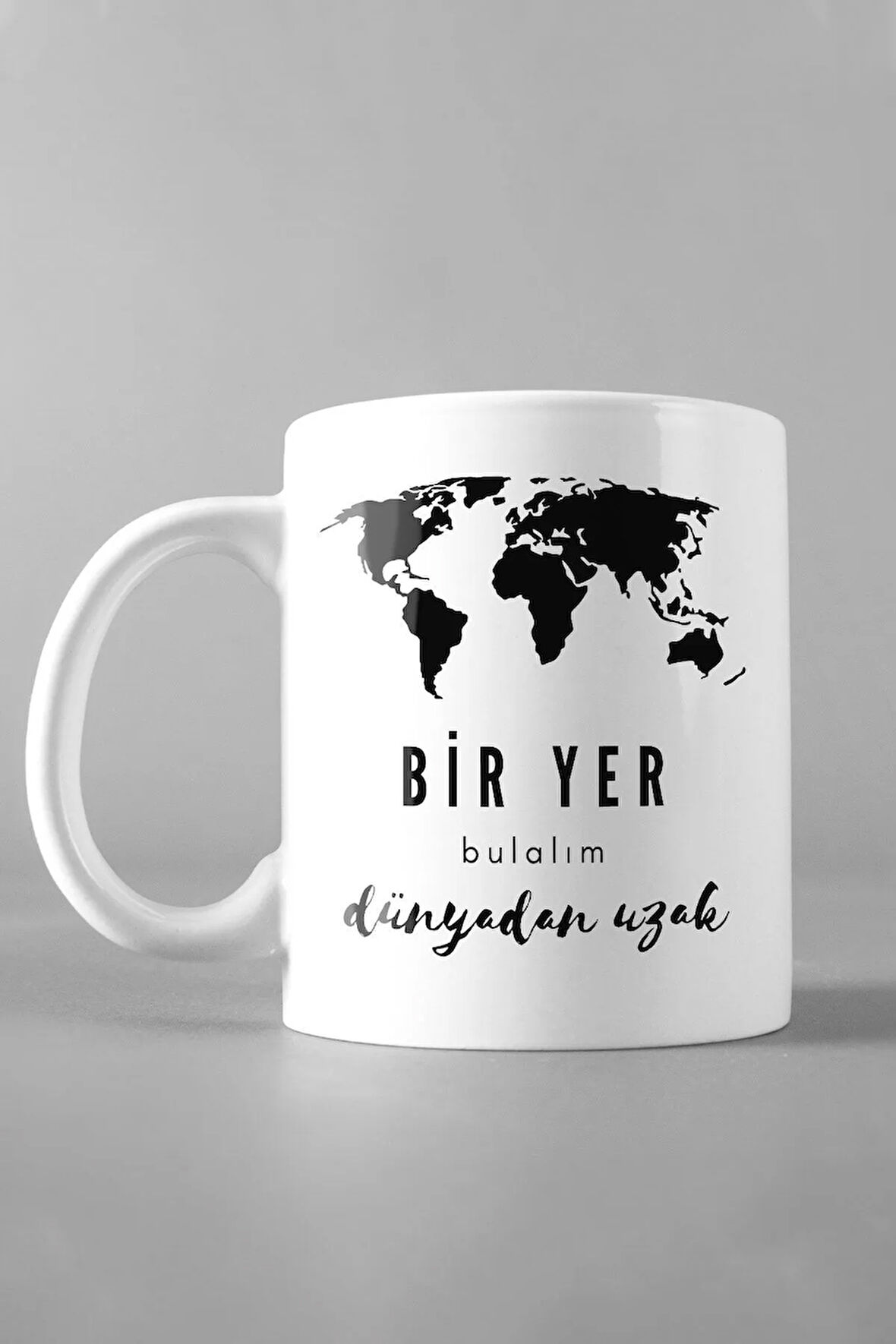 Bir Yer Bulalım Dünyadan Uzak Tasarımlı Kupa Bardak, Çay-kahve-çorba Kupası