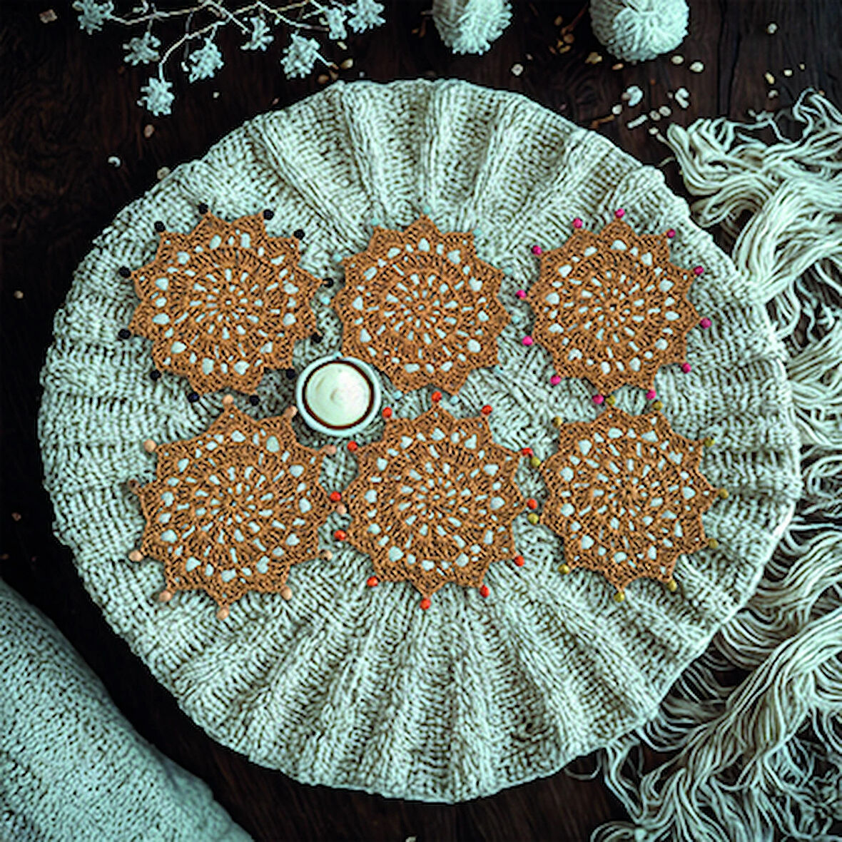 Boncuklu Bardak Altlığı