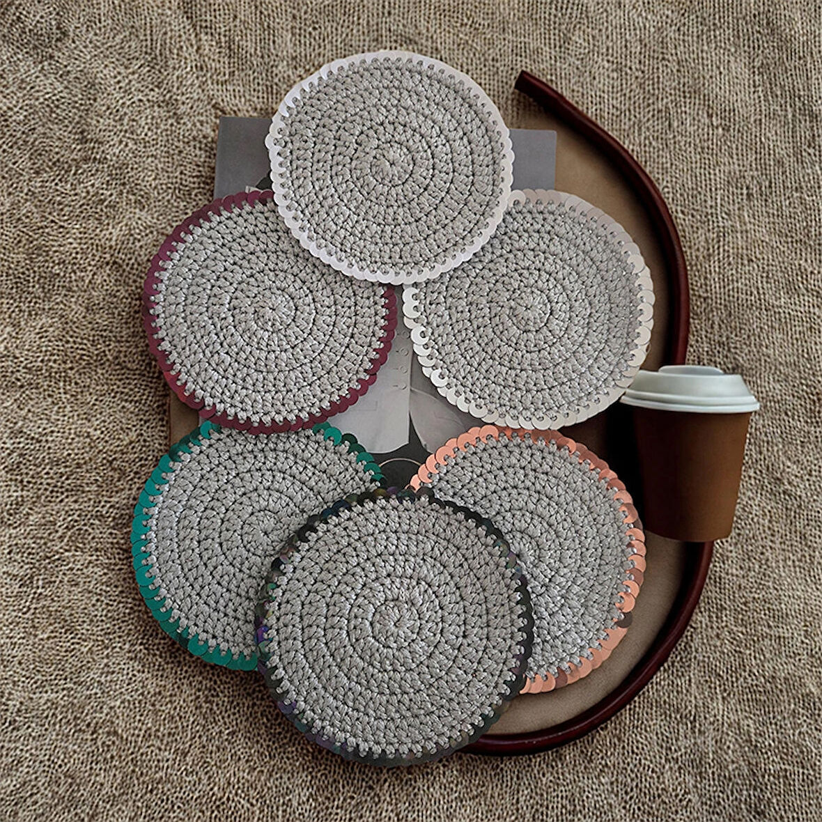 Gümüş Pullu Bardak Altlığı