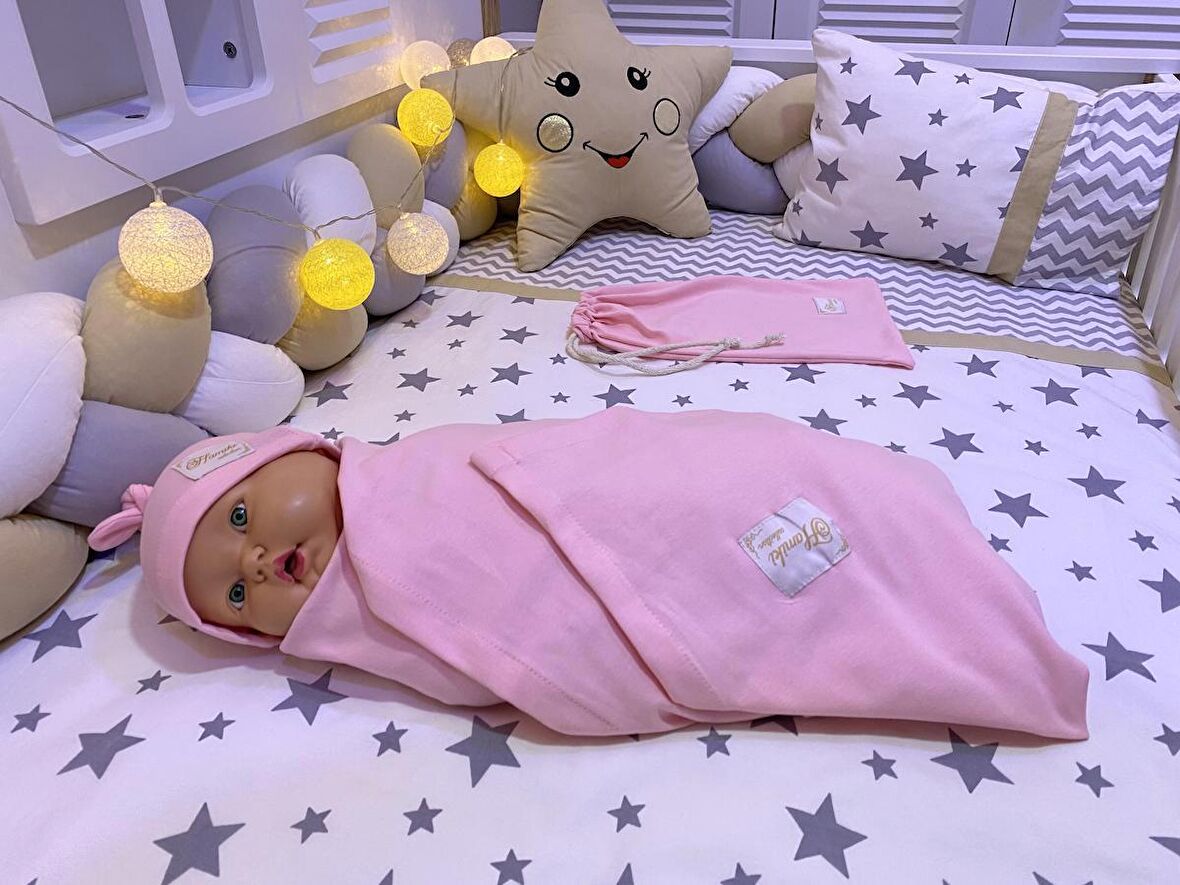 Hamiki Pamuklu Desensiz 100x100 cm Bebek Battaniyesi Pembe