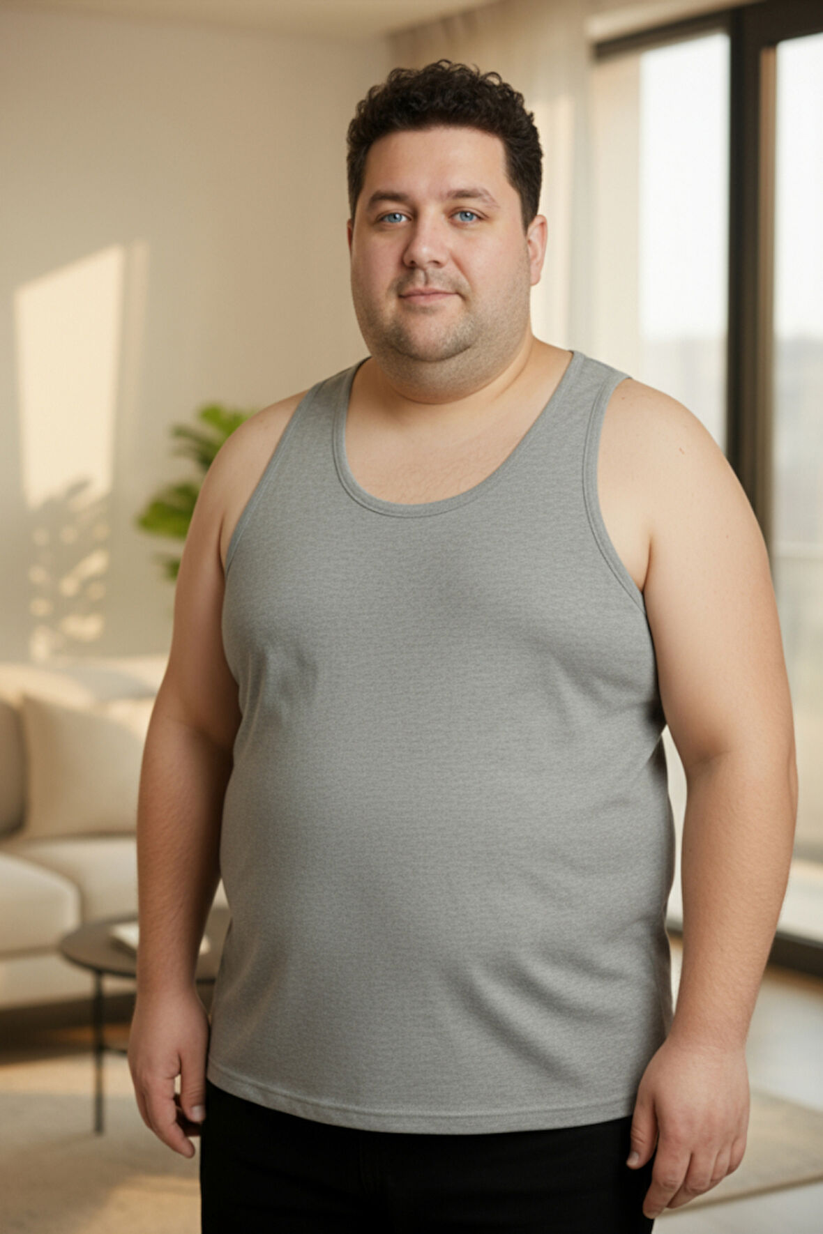 Büyük Beden Pamuklu Erkek Atleti 12'li Paket - Gri