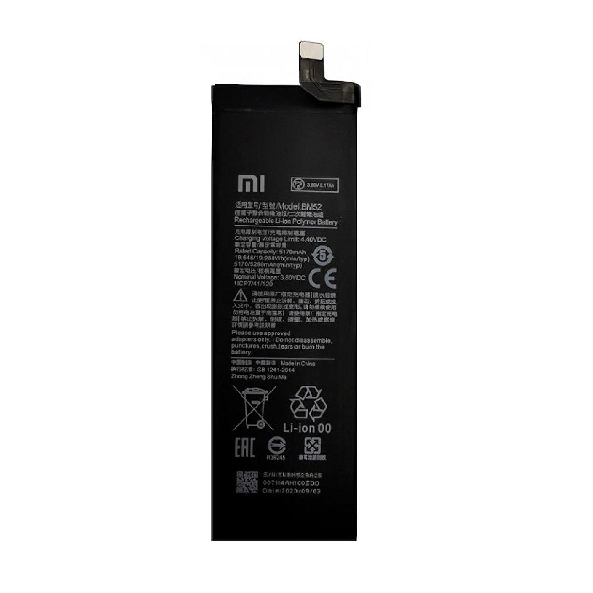  Xiaomi Mi Note 10 Plus BM52 ile Uyumlu İthal Pil