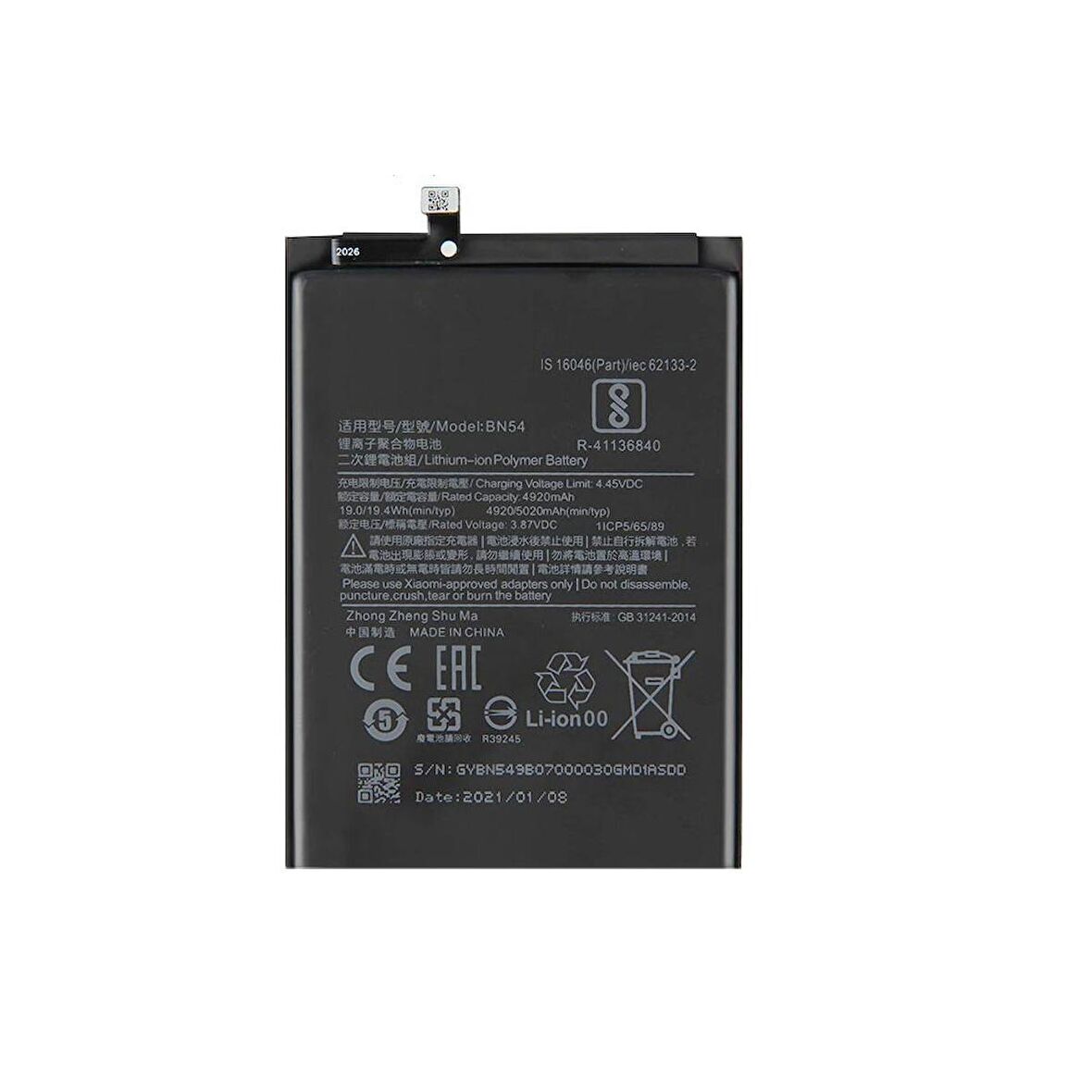  Xiaomi Redmi 9A BN56 ile Uyumlu İthal Pil