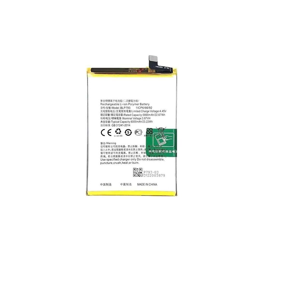  Oppo Realme C15 ile Uyumlu İthal Pil BLP793